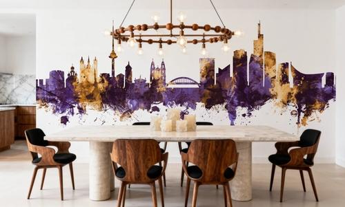 Vilnius Lithuania Skyline Purple & Gold