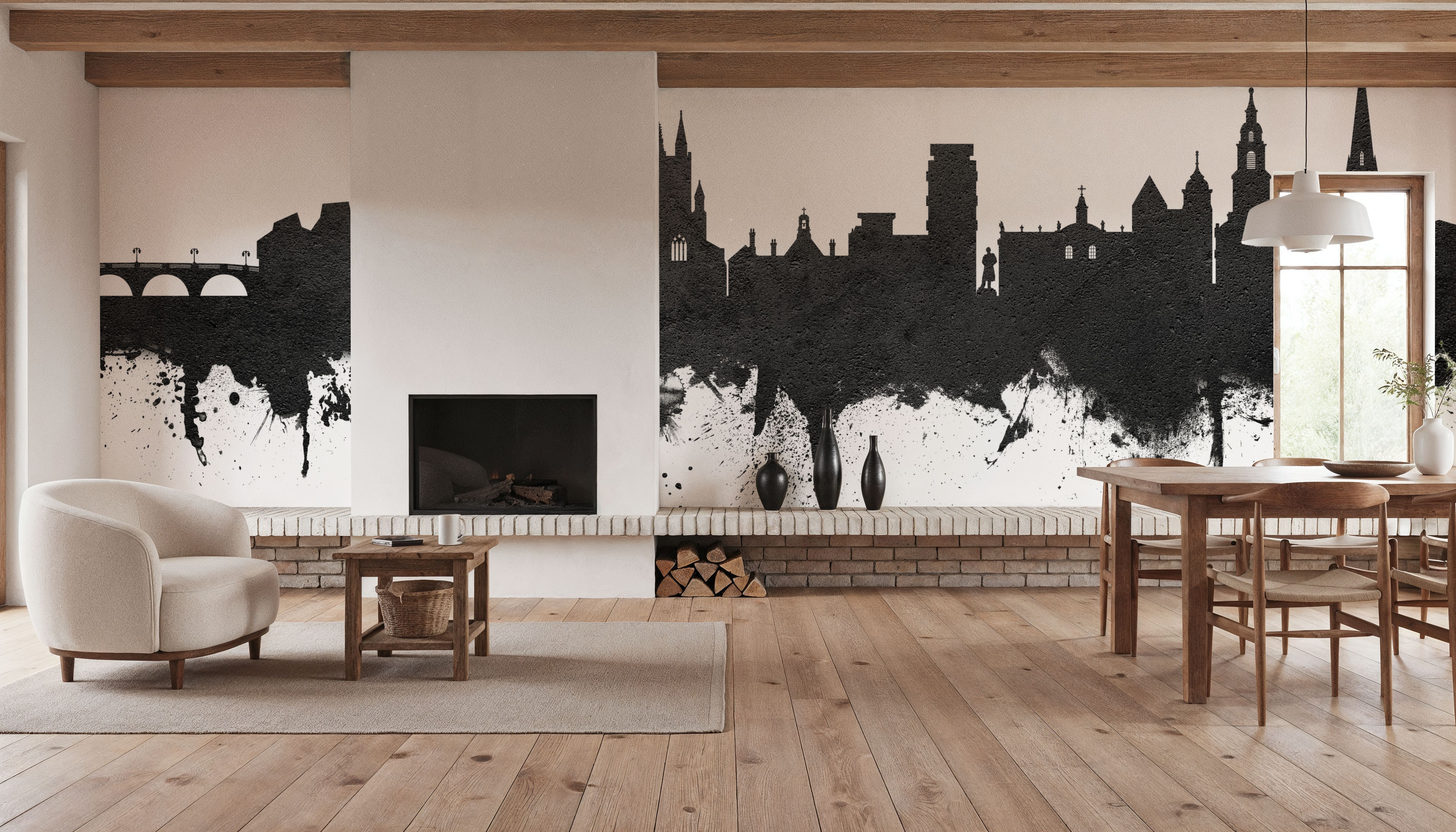 Worcester England Skyline Black & White