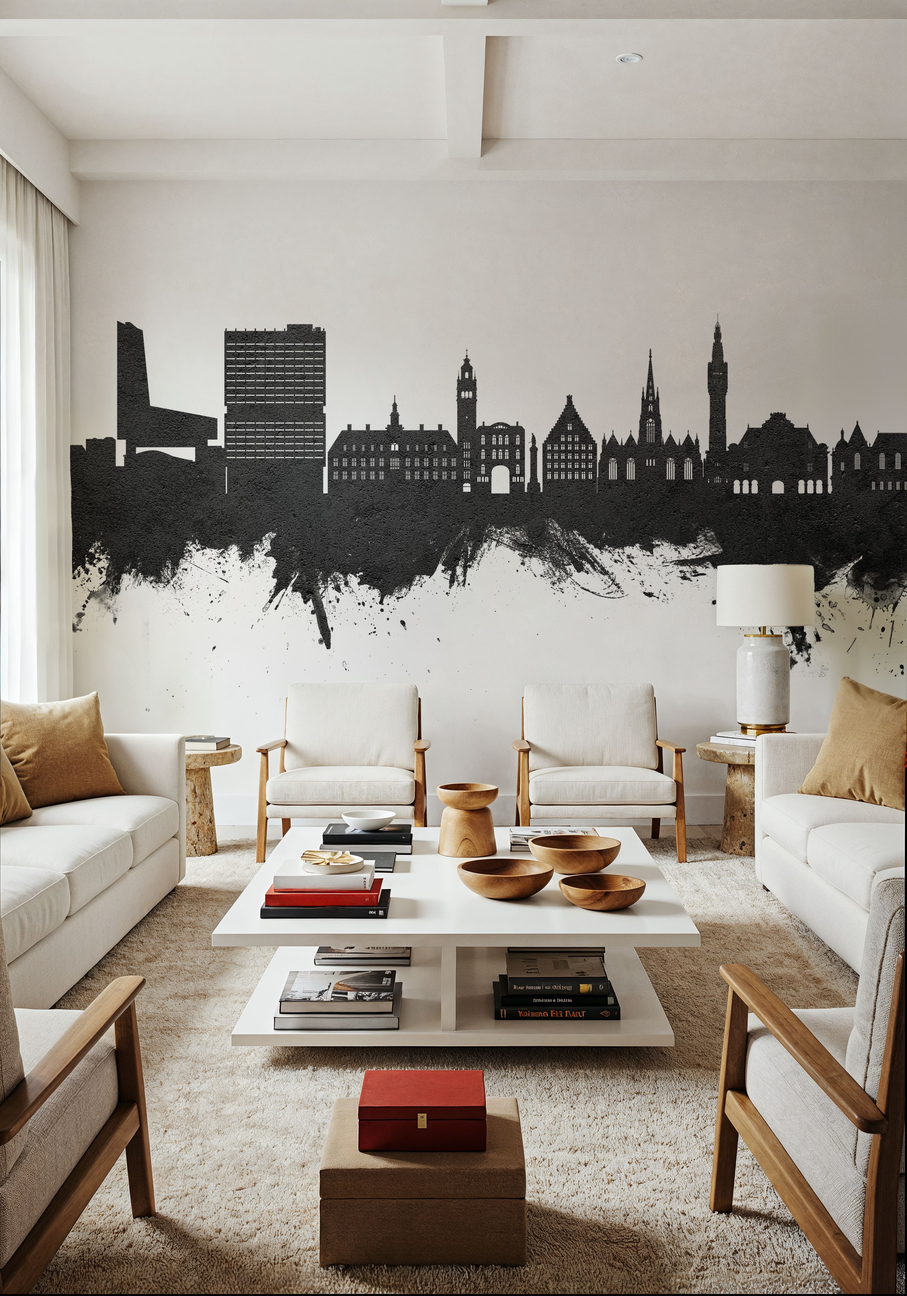 Lille France Skyline Black & White