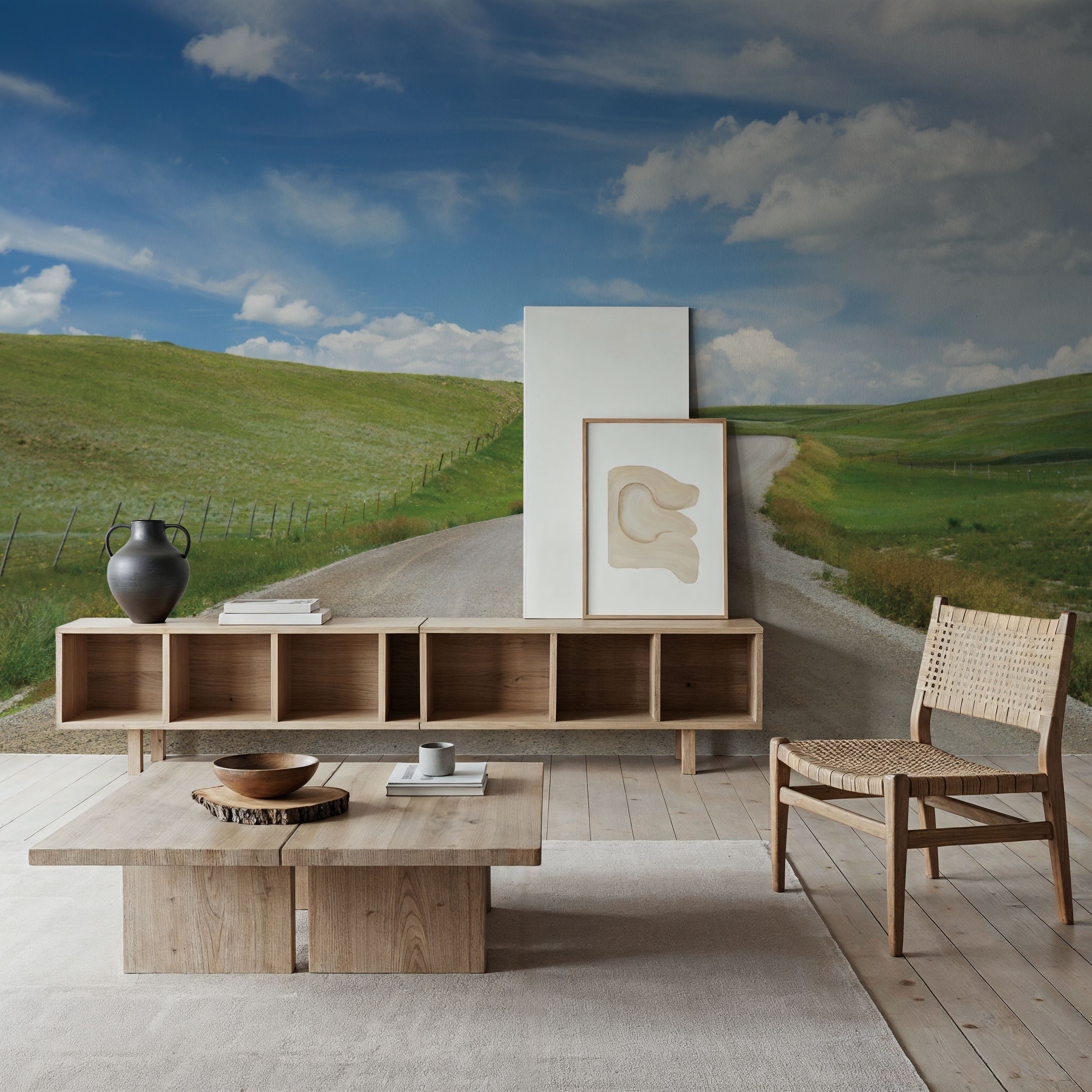 Wall Mural - Choteau - Rural Landscapes mural wallpaper - Blue - Offices - Wallism UK - Premium, Textured or Peel & Stick