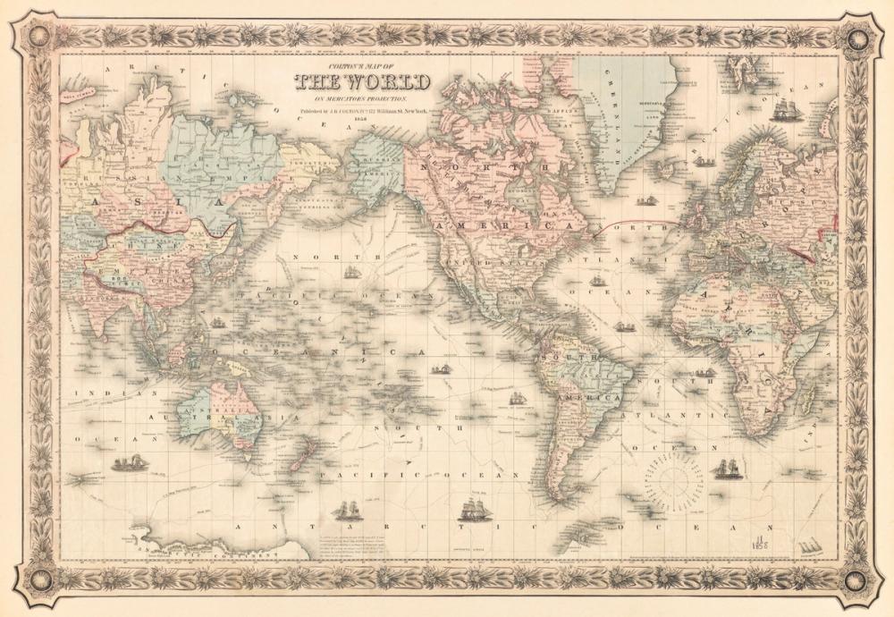 Colton's World Map 1858