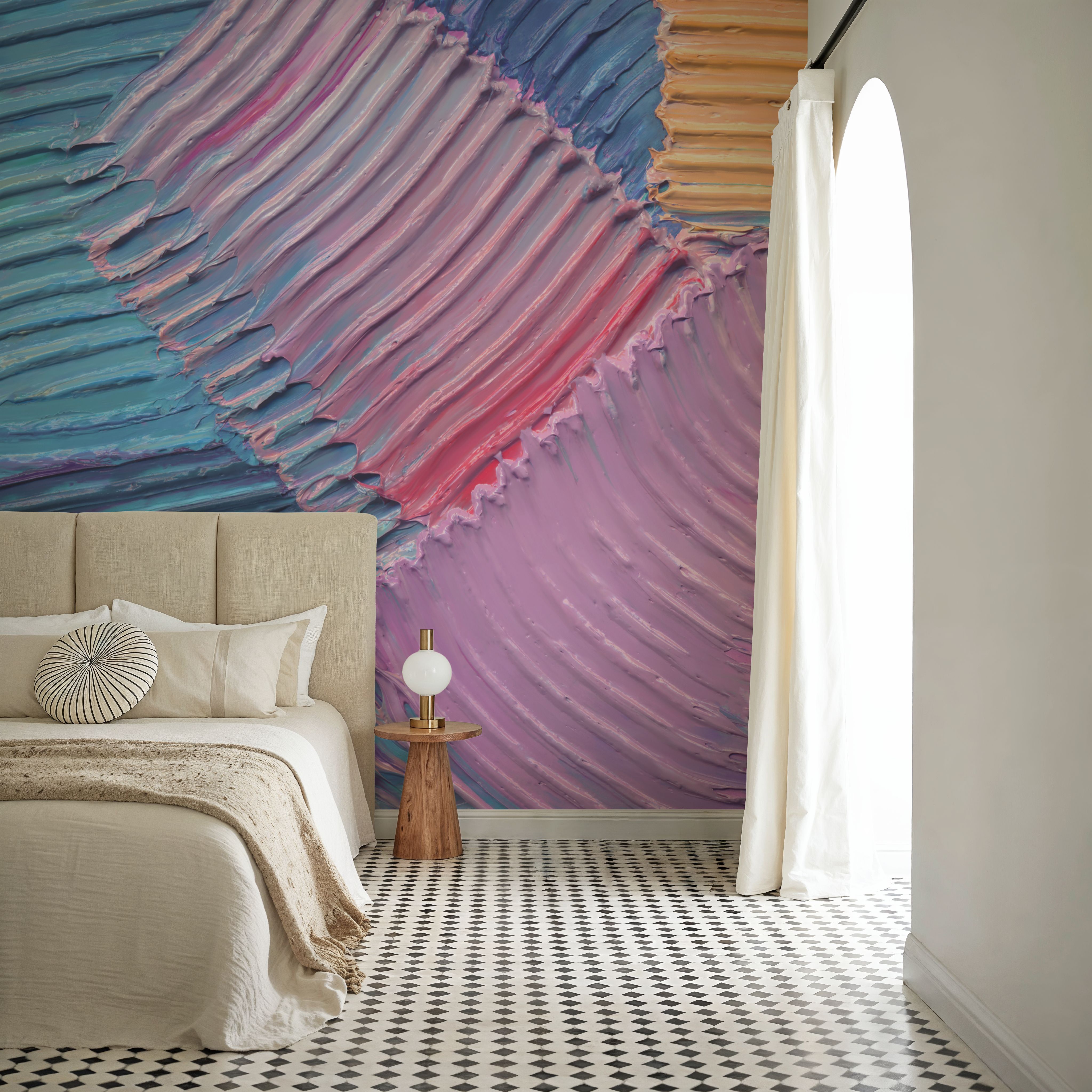 Close-Up Stroke Painting, Pink & Blue