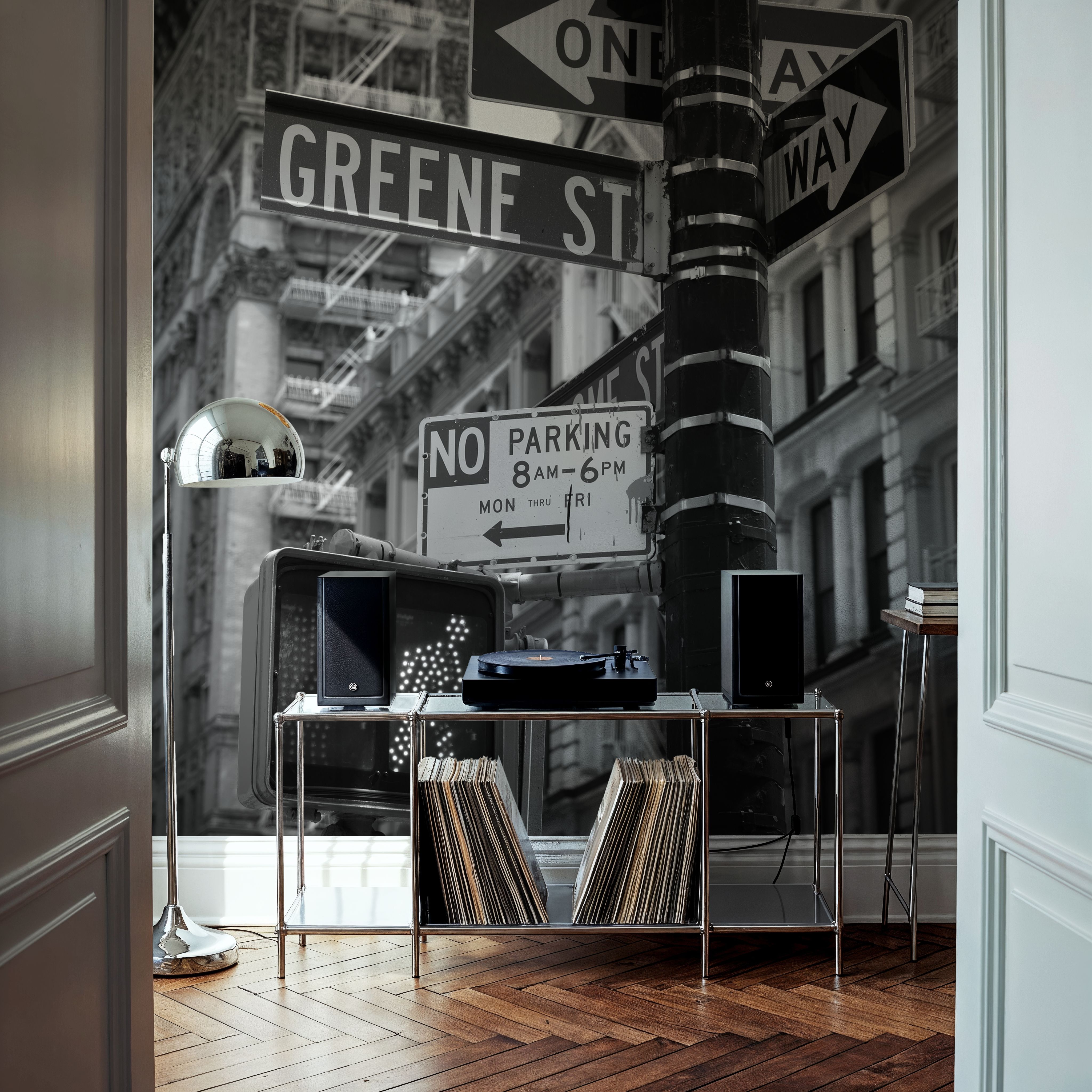 Soho Greene St Sign Manhattan, Black & White