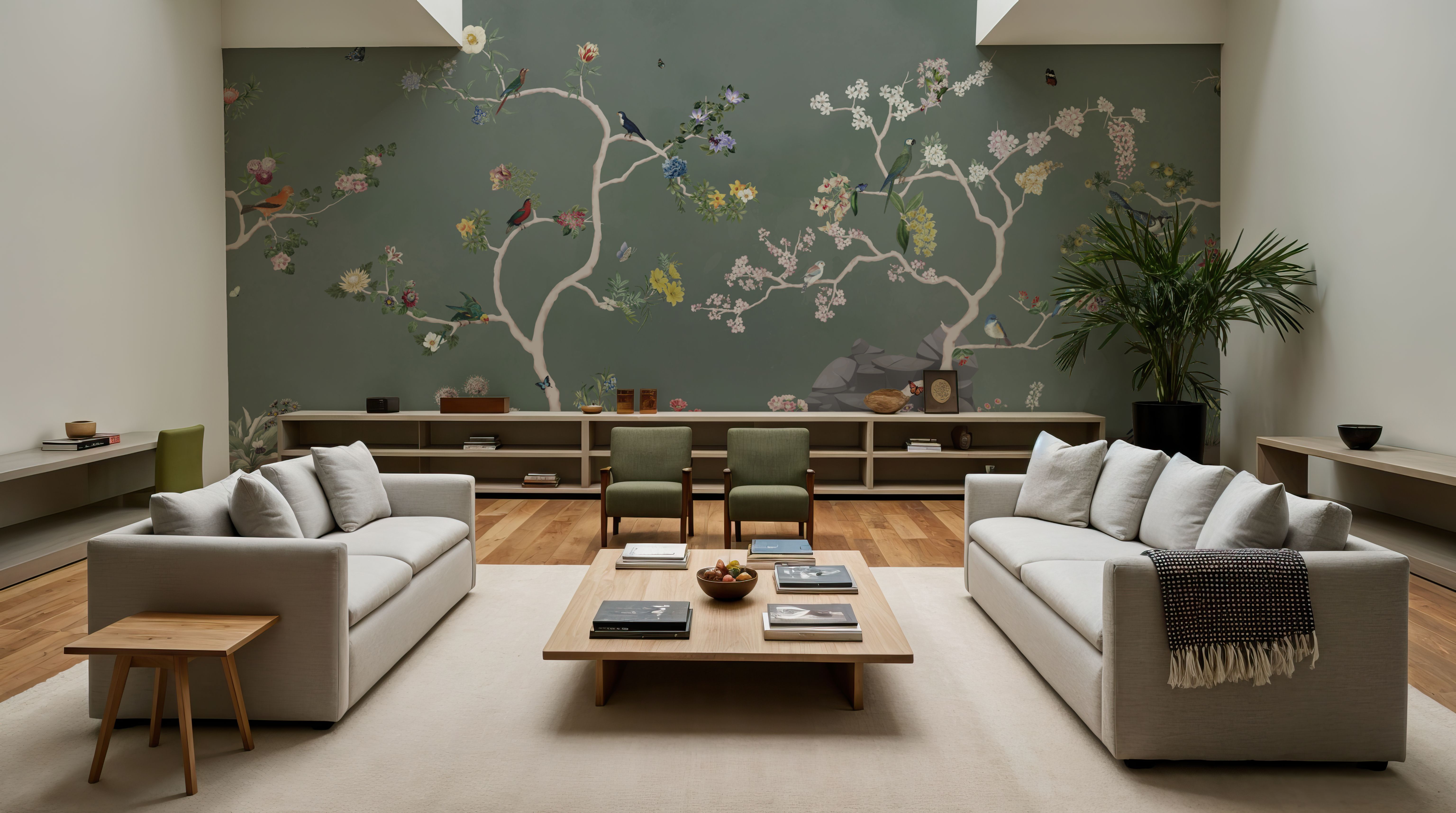 Birds in the Garden Dark Green