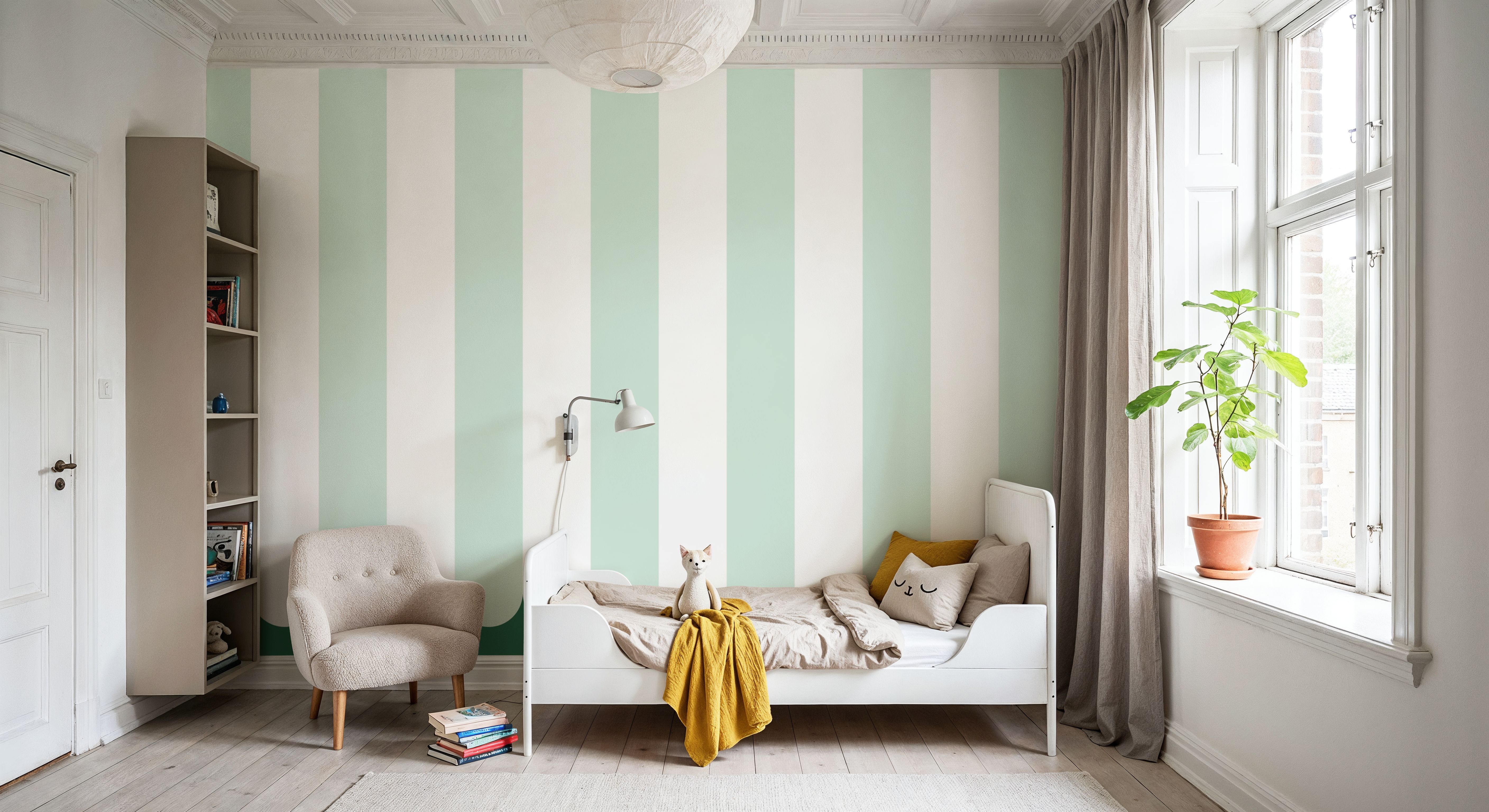Scalloped Circus Stripes, Mint Green