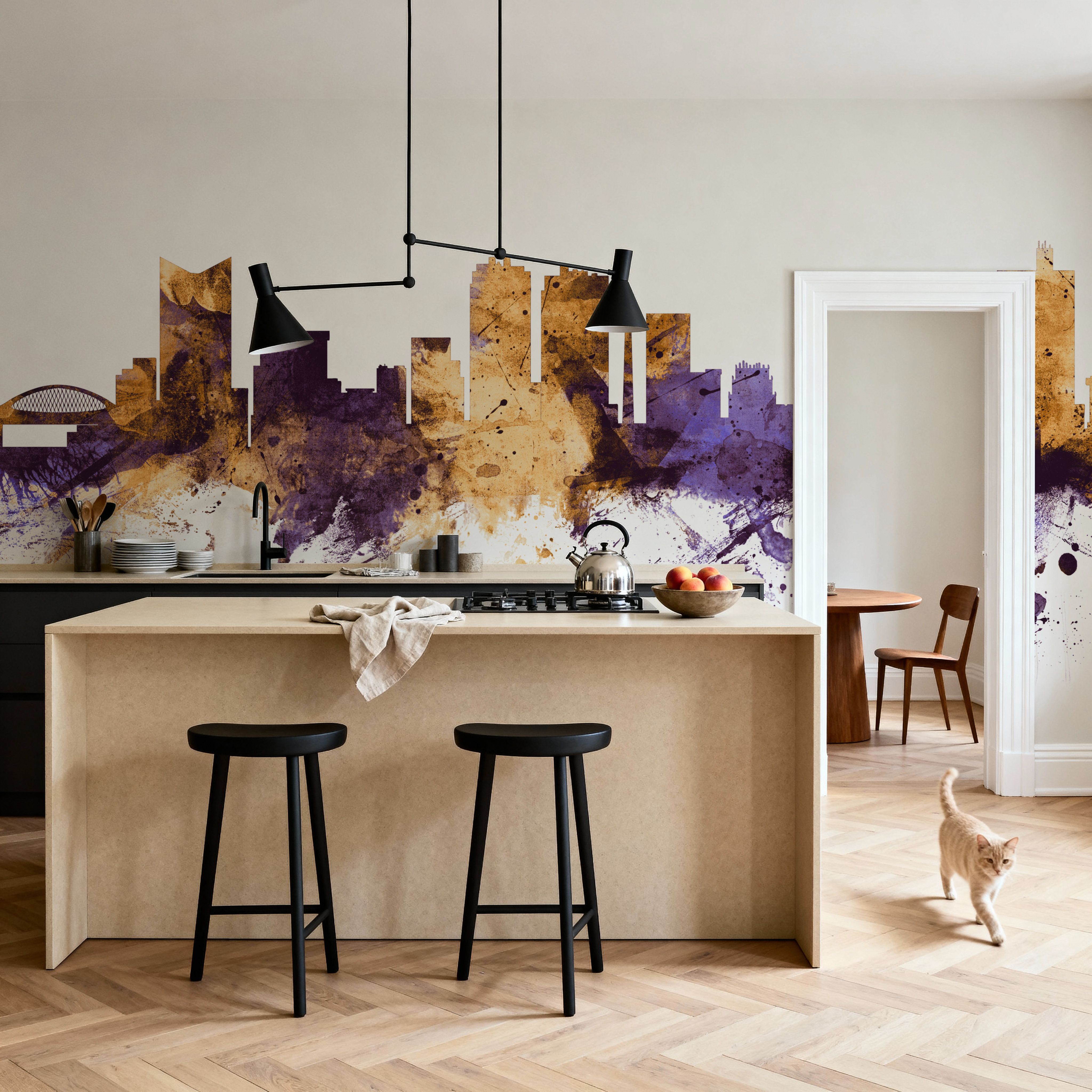 Fort Worth texas Skyline Purple & Gold