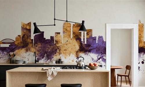 Fort Worth texas Skyline Purple & Gold