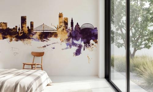 Liege Belgium Skyline Purple & Gold