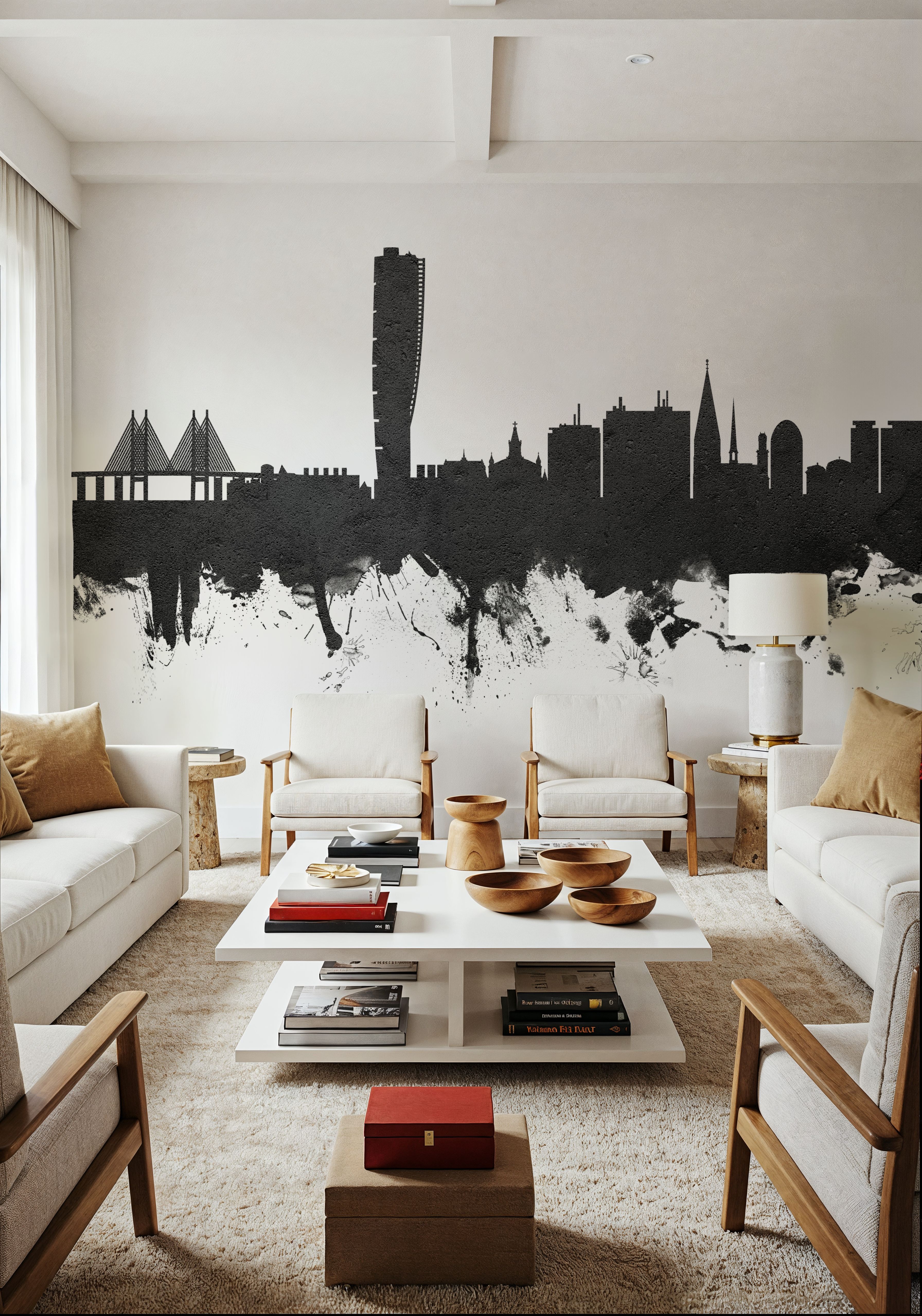 Malmö Sweden Skyline Black & White