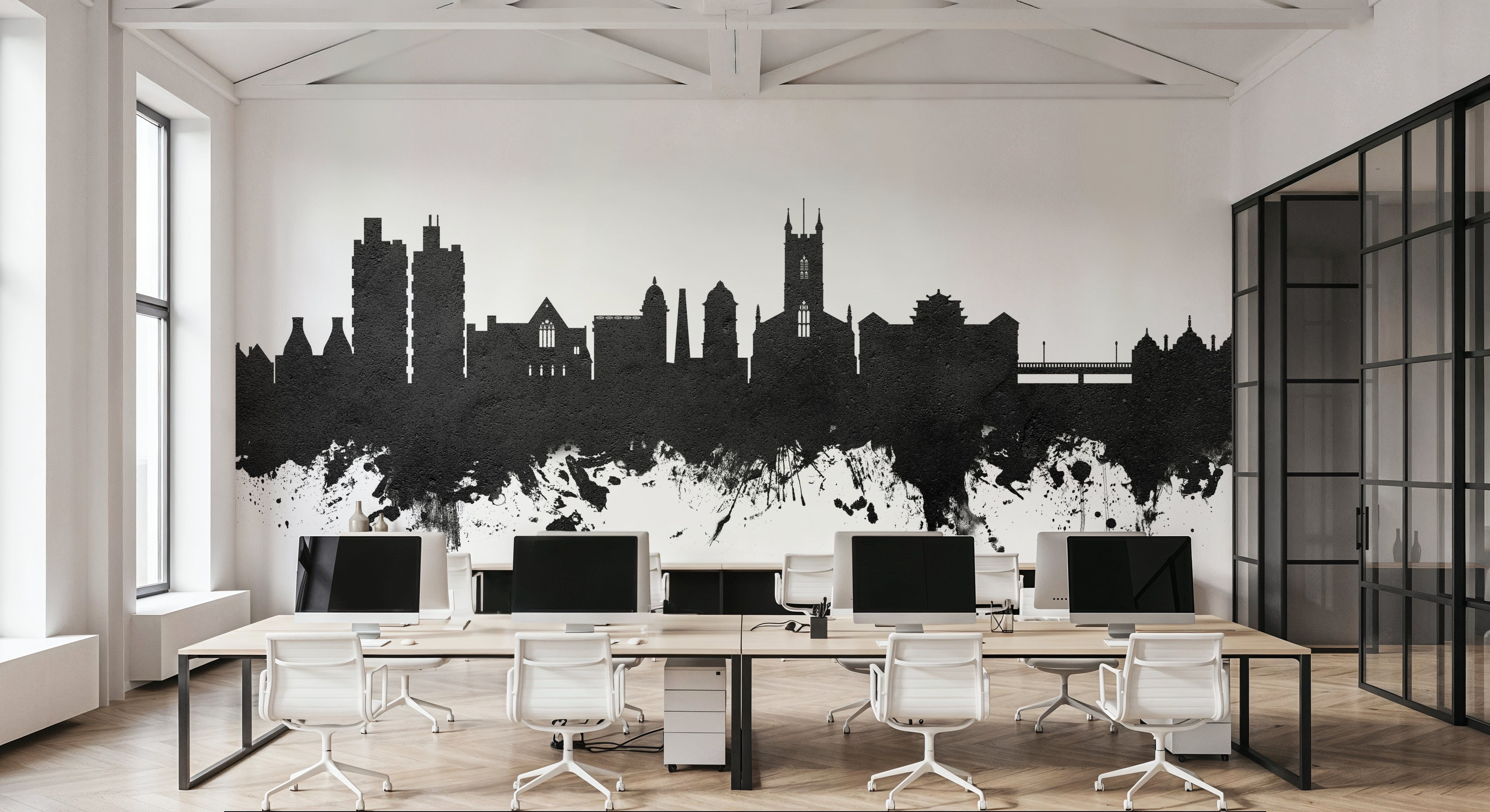 Stoke-on-Trent Skyline Black & White