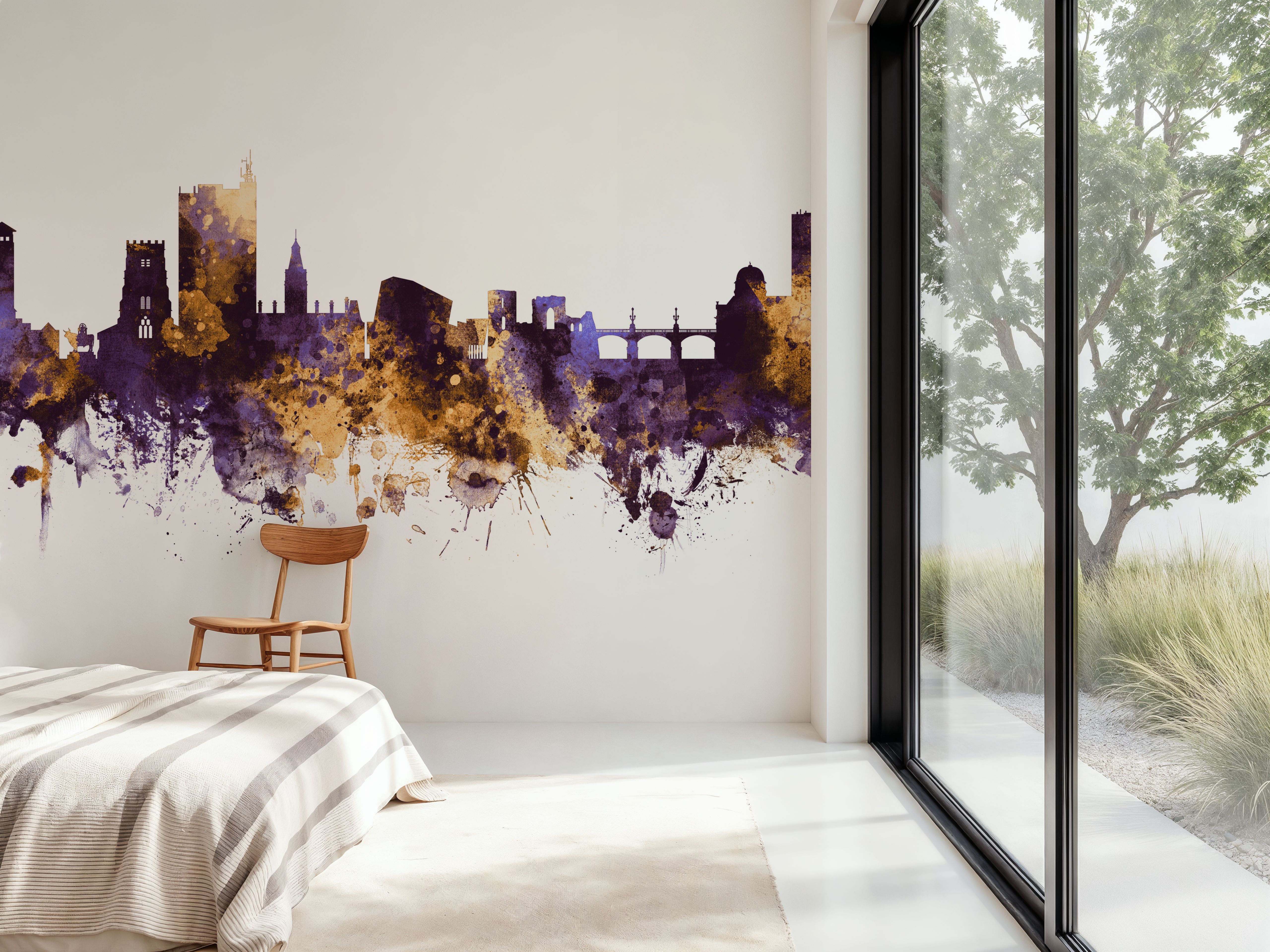 Newport Wales Skyline Purple & Gold