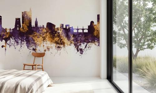 Newport Wales Skyline Purple & Gold