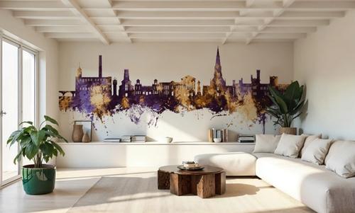 Bury England Skyline Purple & Gold