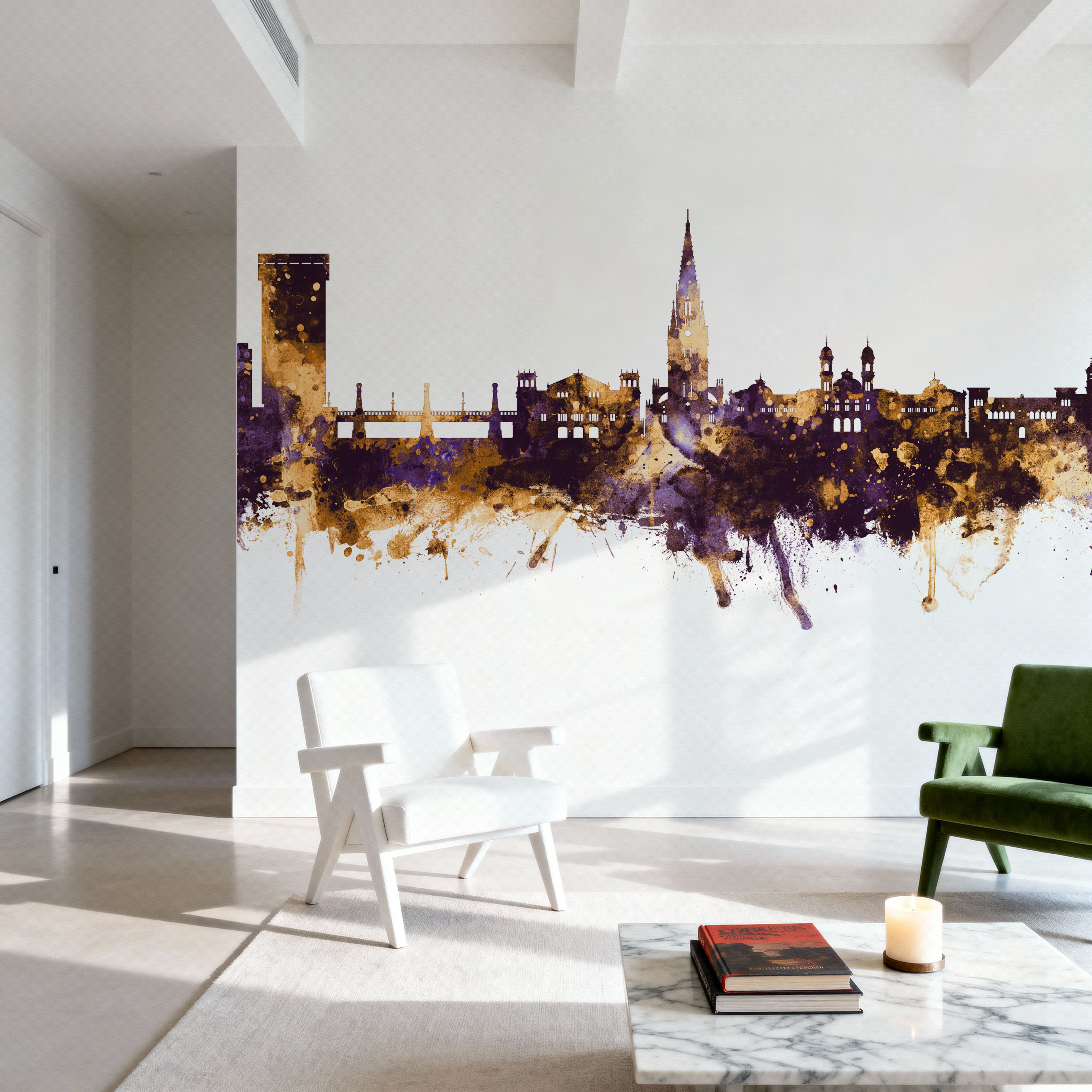 San Sebastian Spain Skyline Purple & Gold