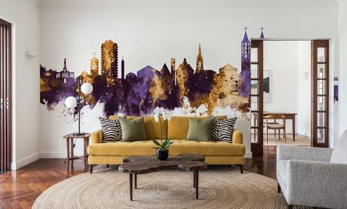 Kassel Germany Skyline Purple & Gold