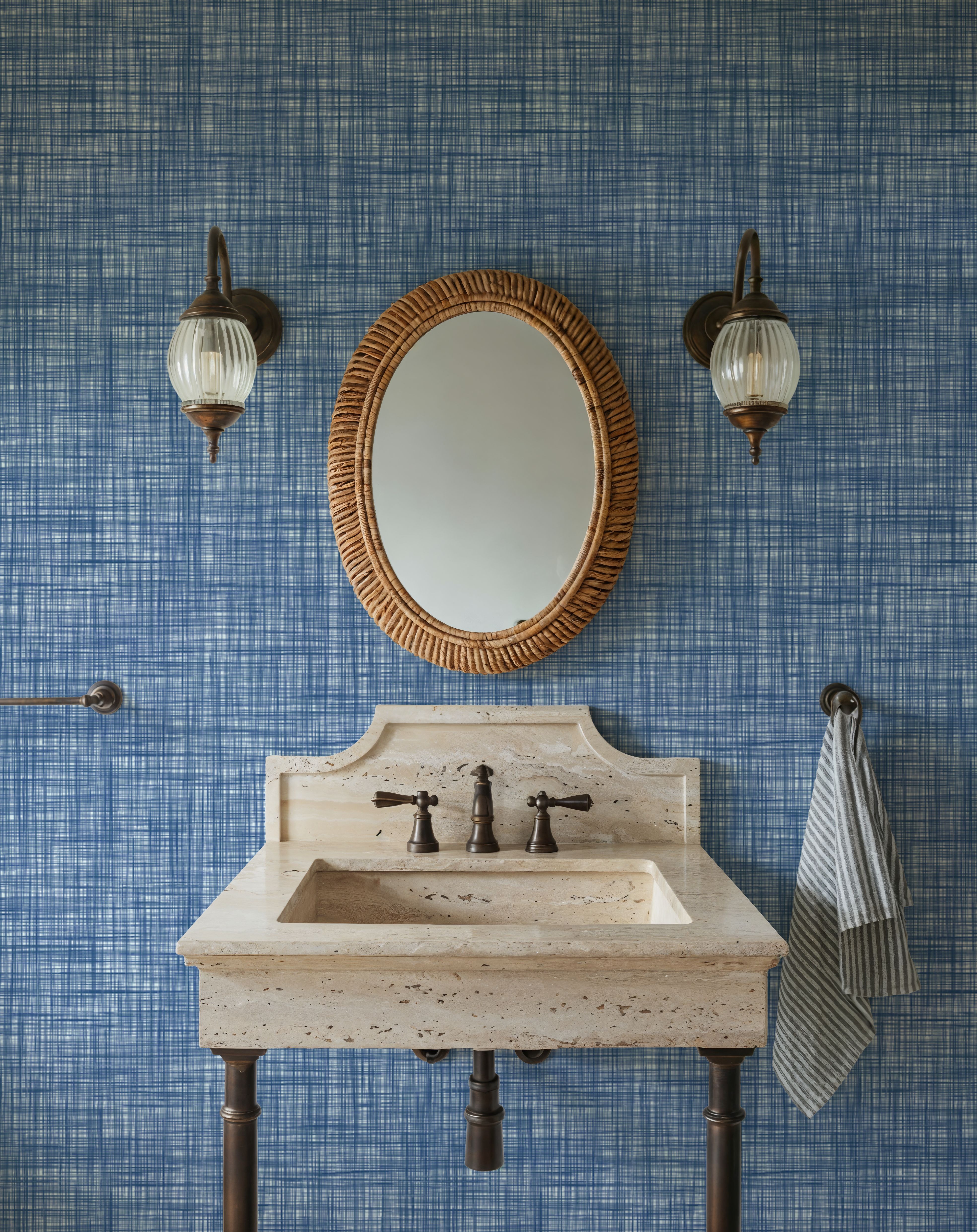 Mottled Linen Effect, Sky Blue, Wallpaper