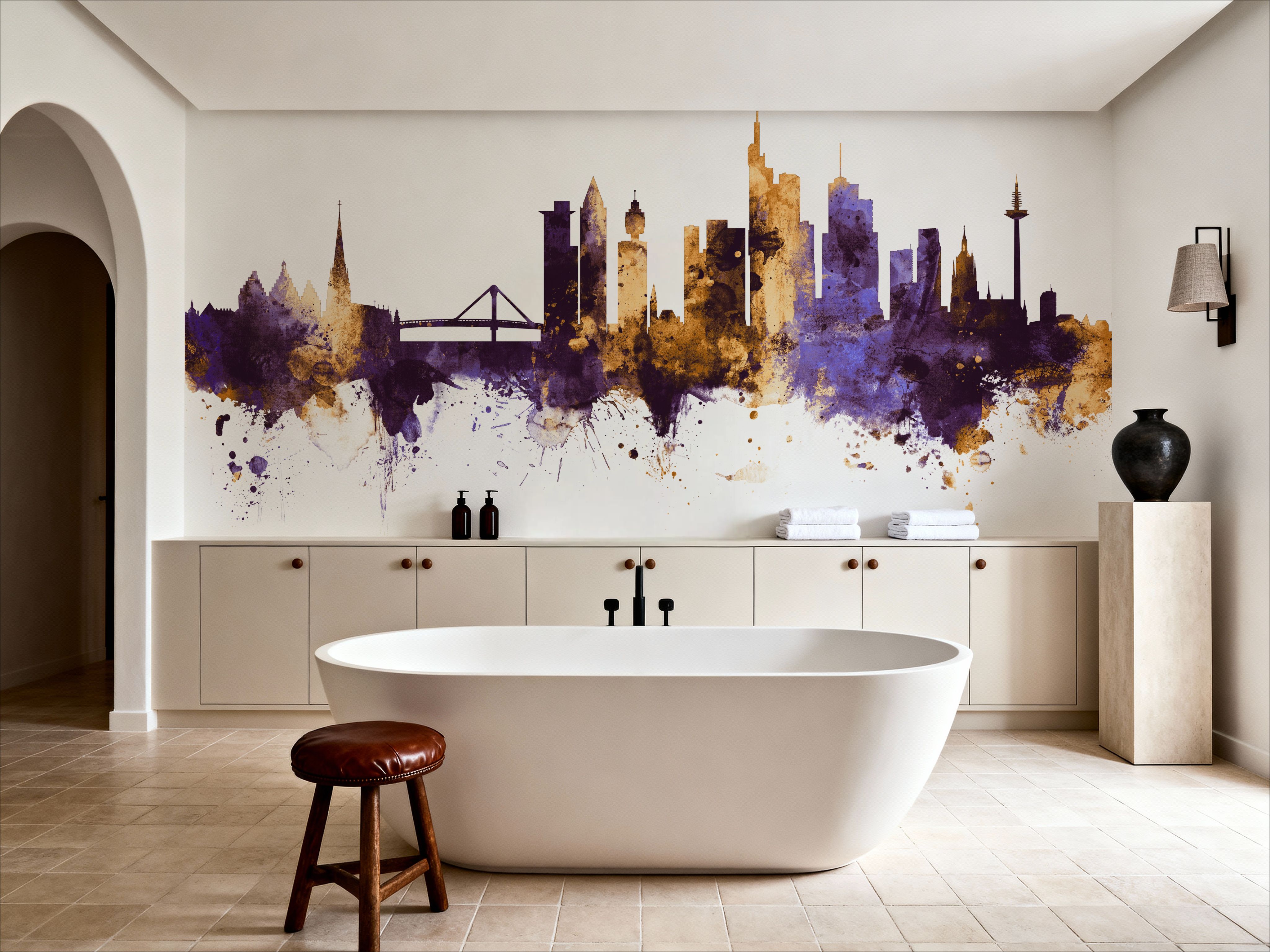 Frankfurt Skyline Purple & Gold