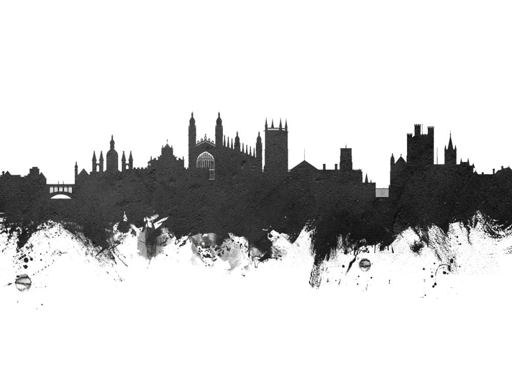 Cambridge England Skyline Black & White