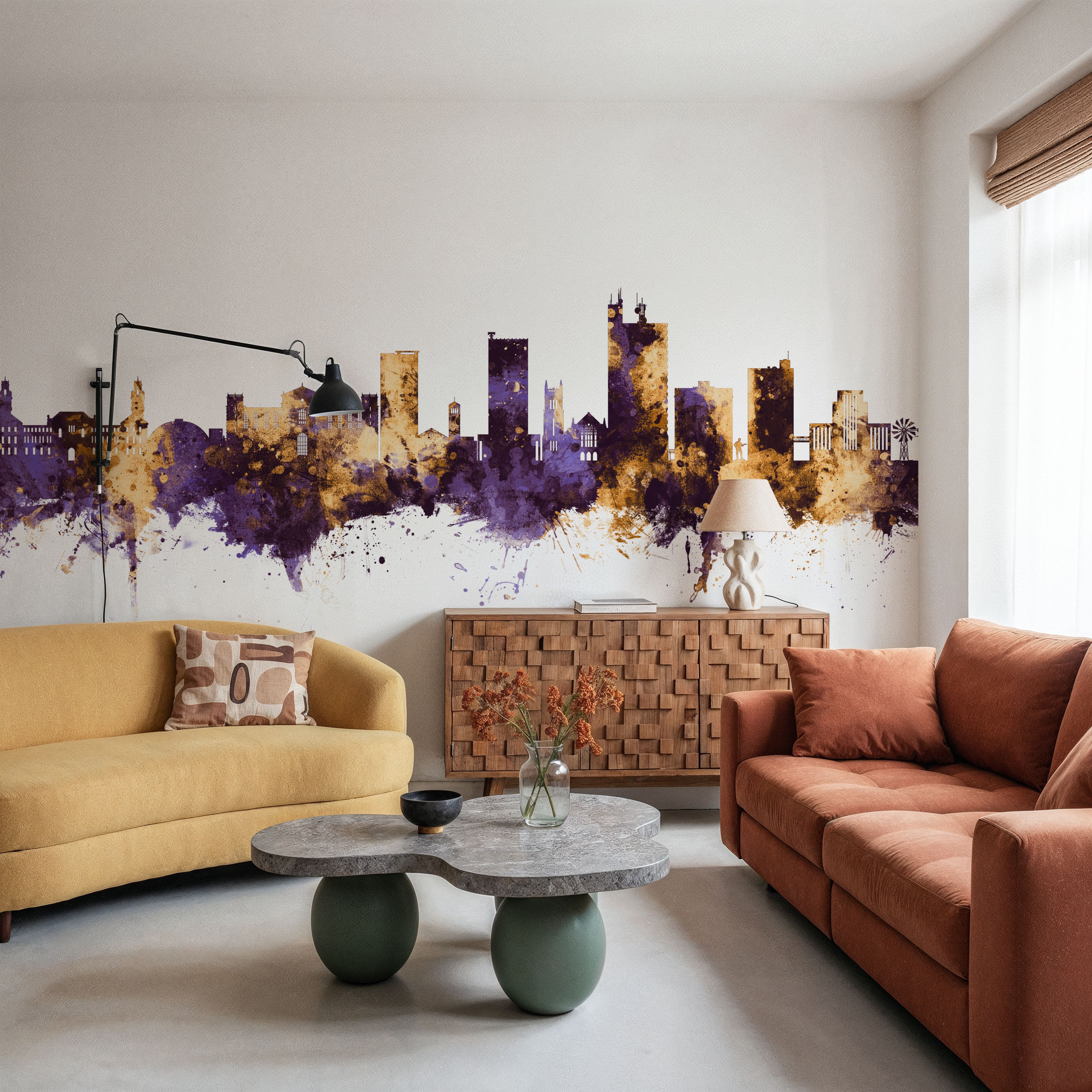 Lubbock Texas Skyline Purple & Gold