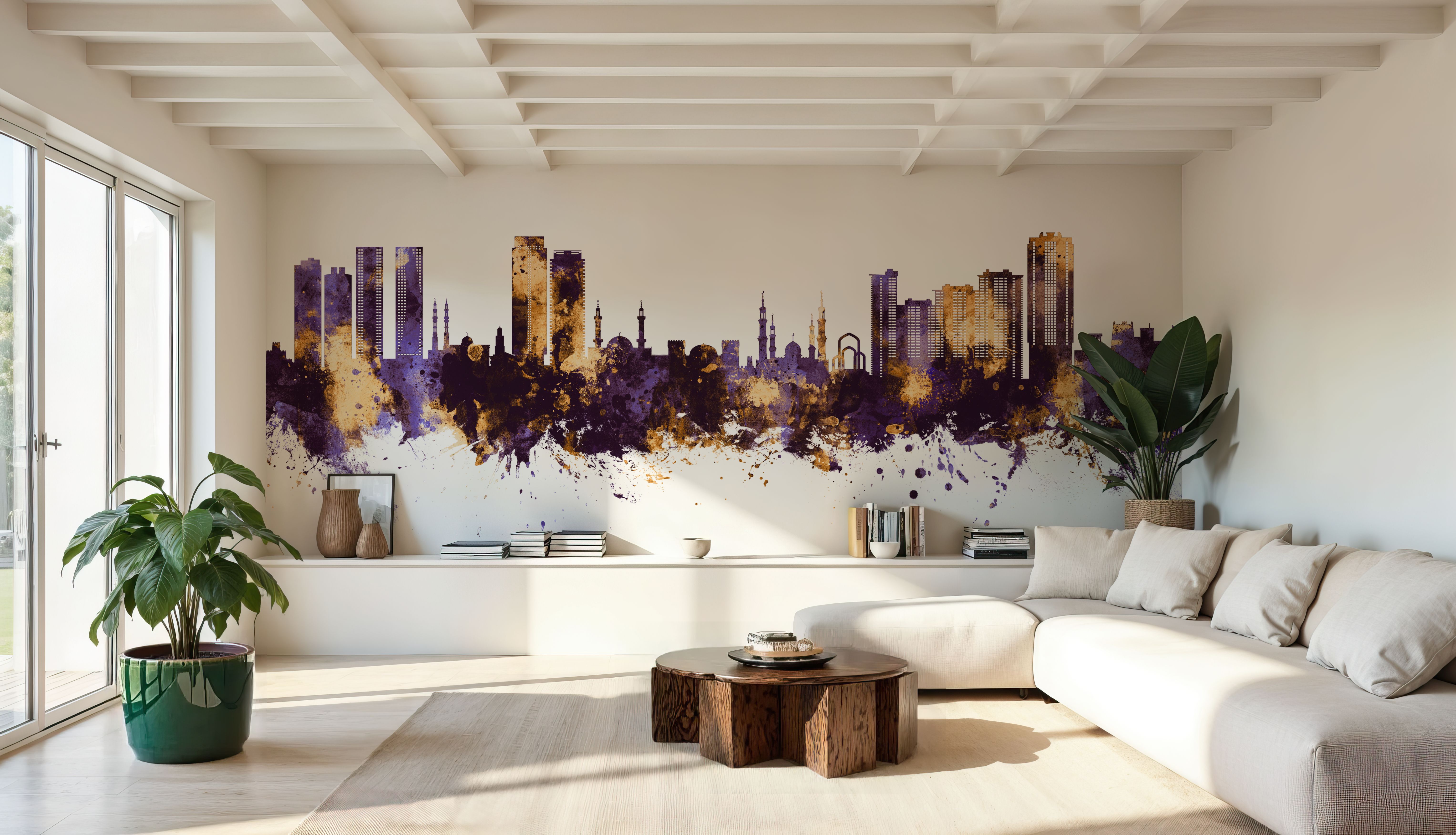 Ajman Skyline Purple & Gold