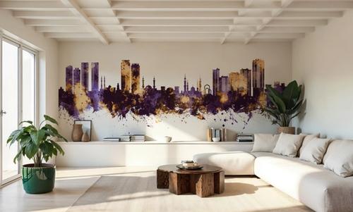 Ajman Skyline Purple & Gold