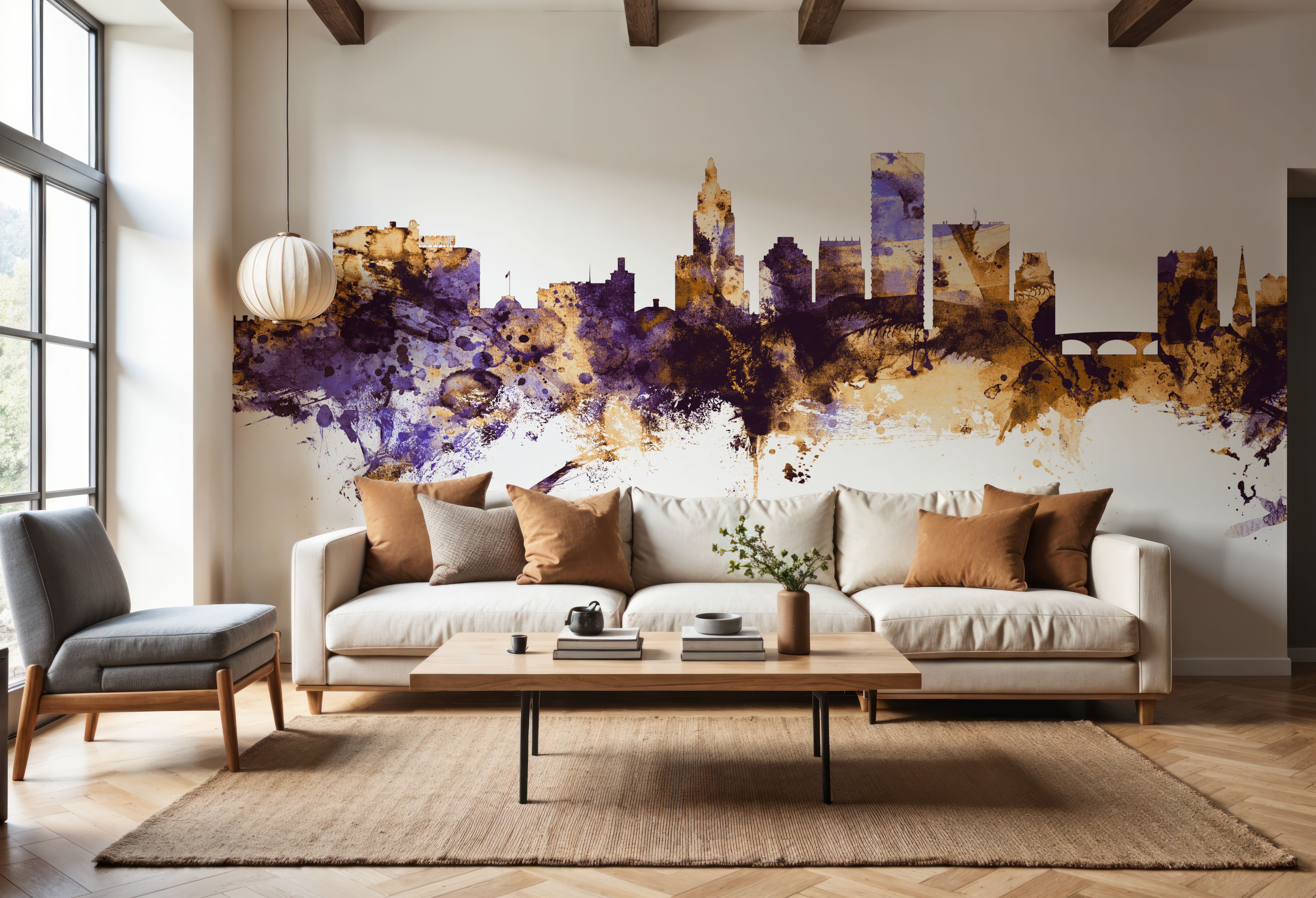 Providence Rhode Island Skyline Purple & Gold