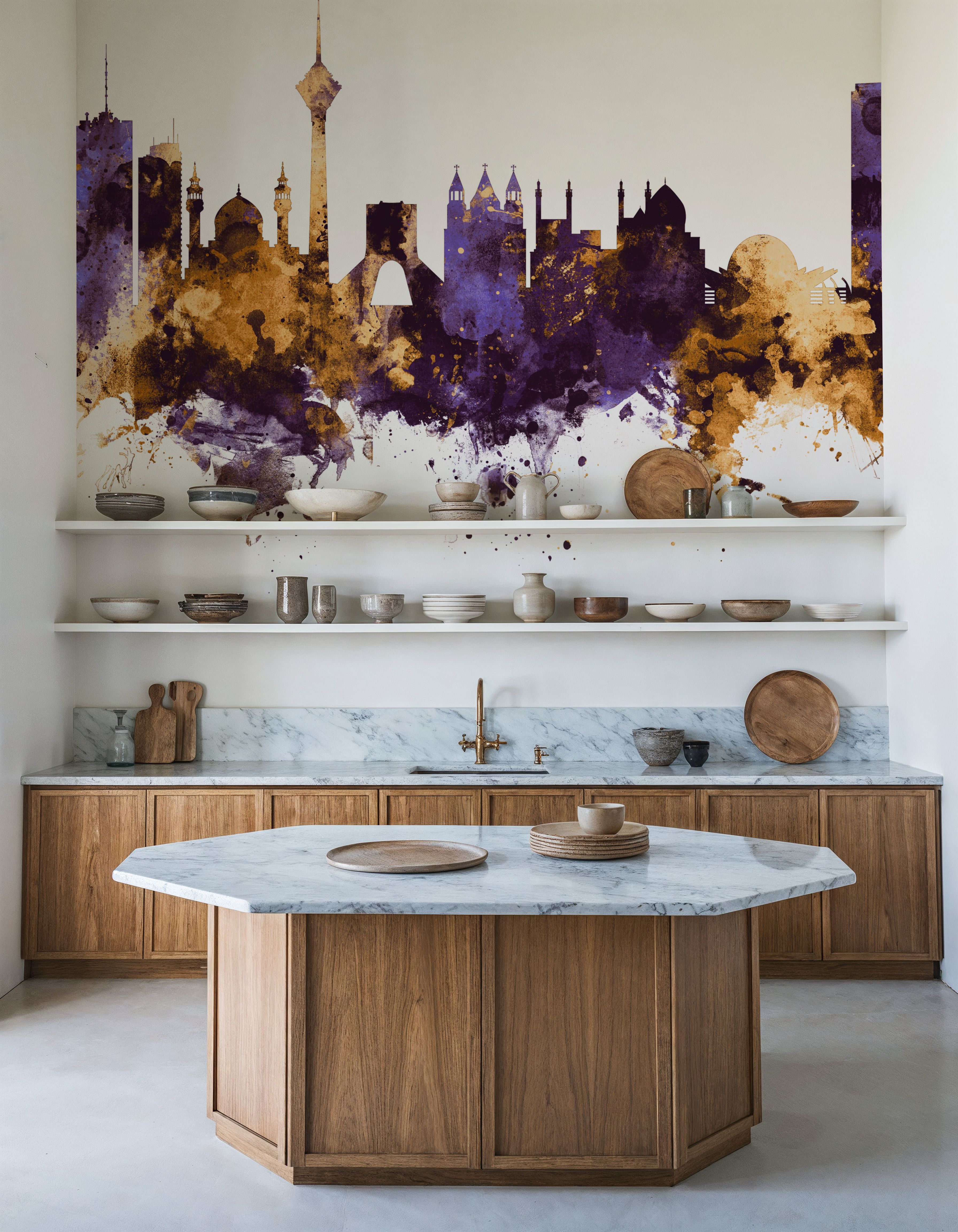 Tehran Iran Skyline Purple & Gold