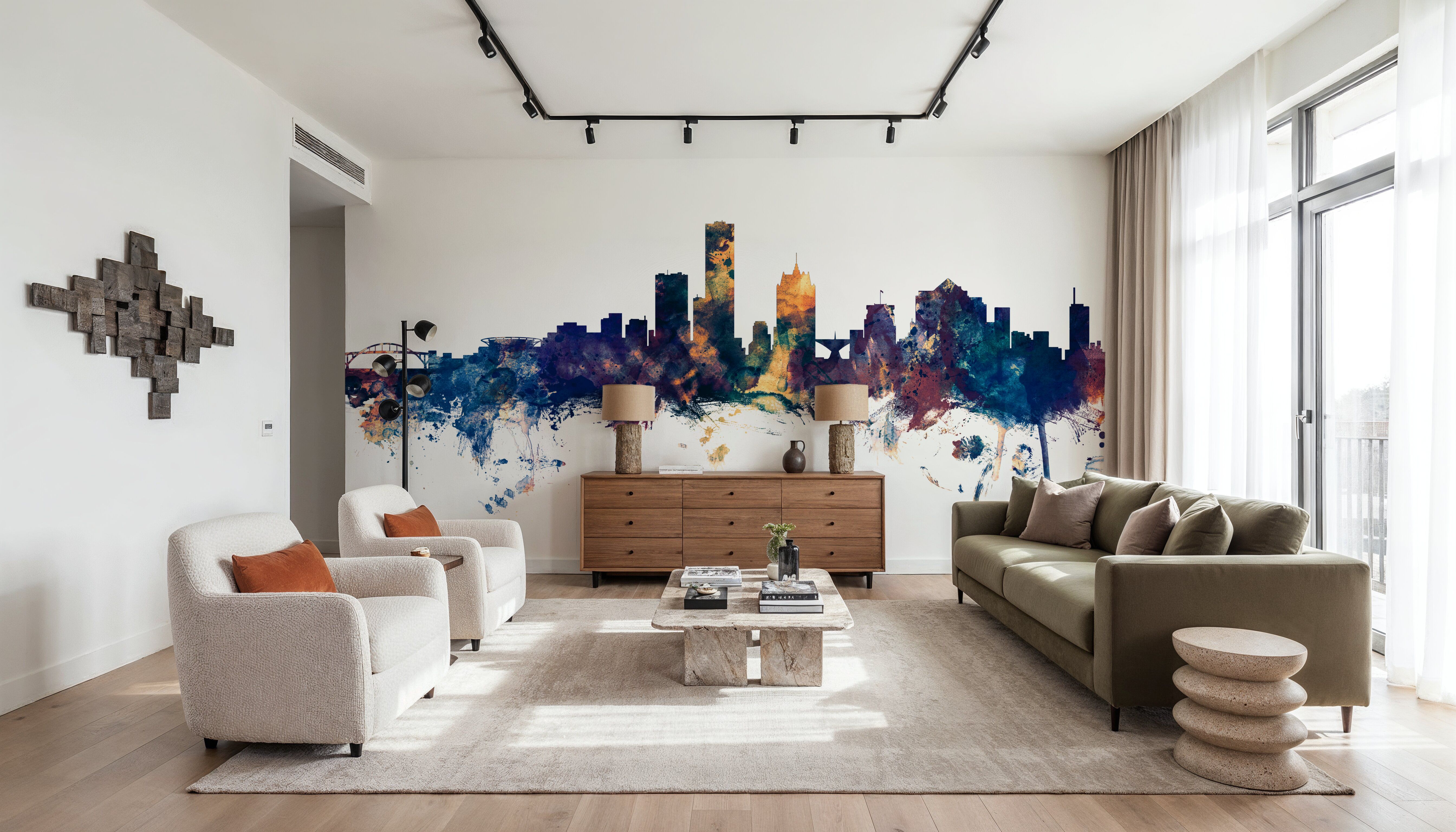 Milwaukee Wisconsin Skyline Blue & Bronze