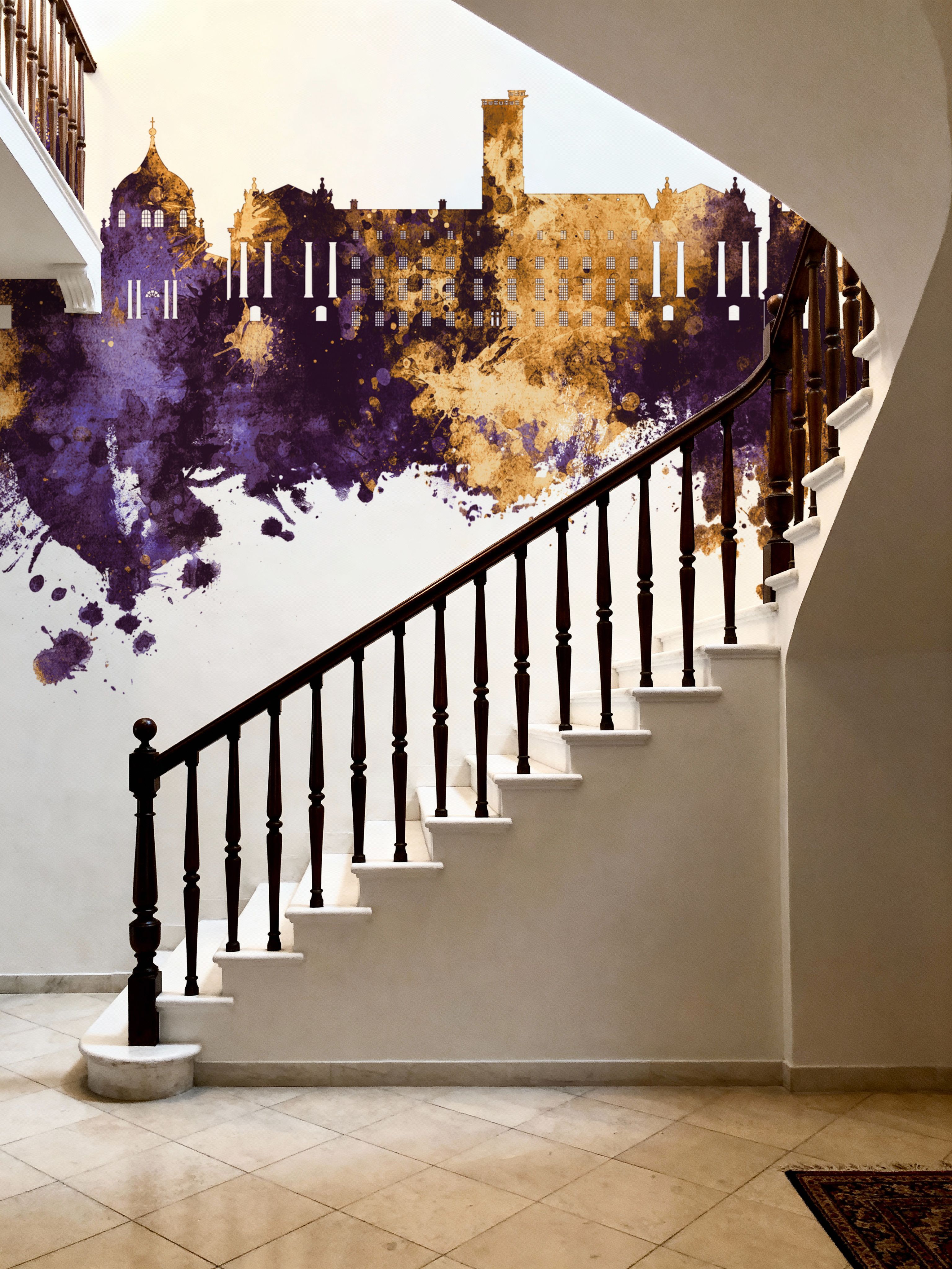 Dijon France Skyline Purple & Gold