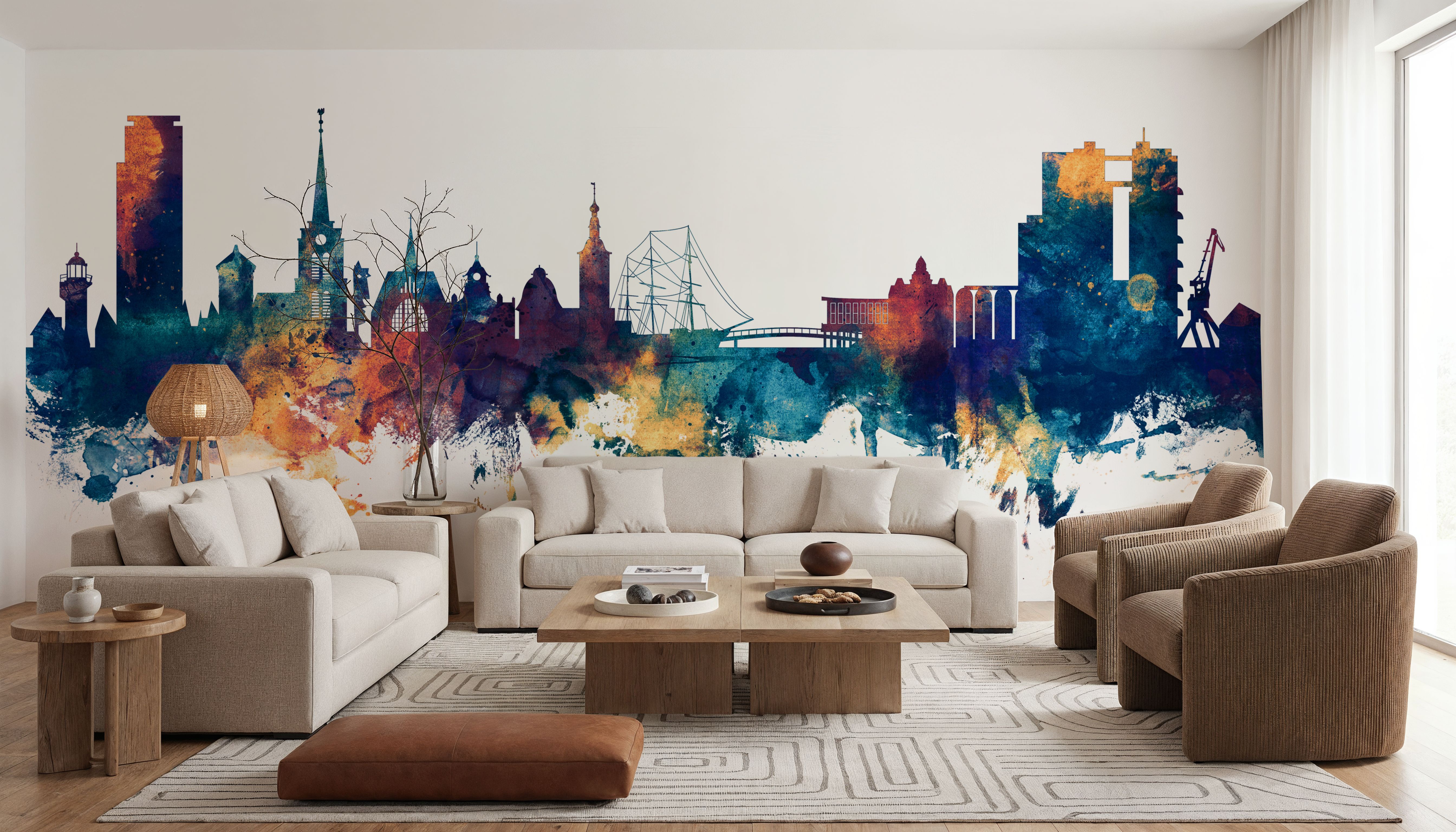 Halmstad Sweden Skyline Blue & Bronze