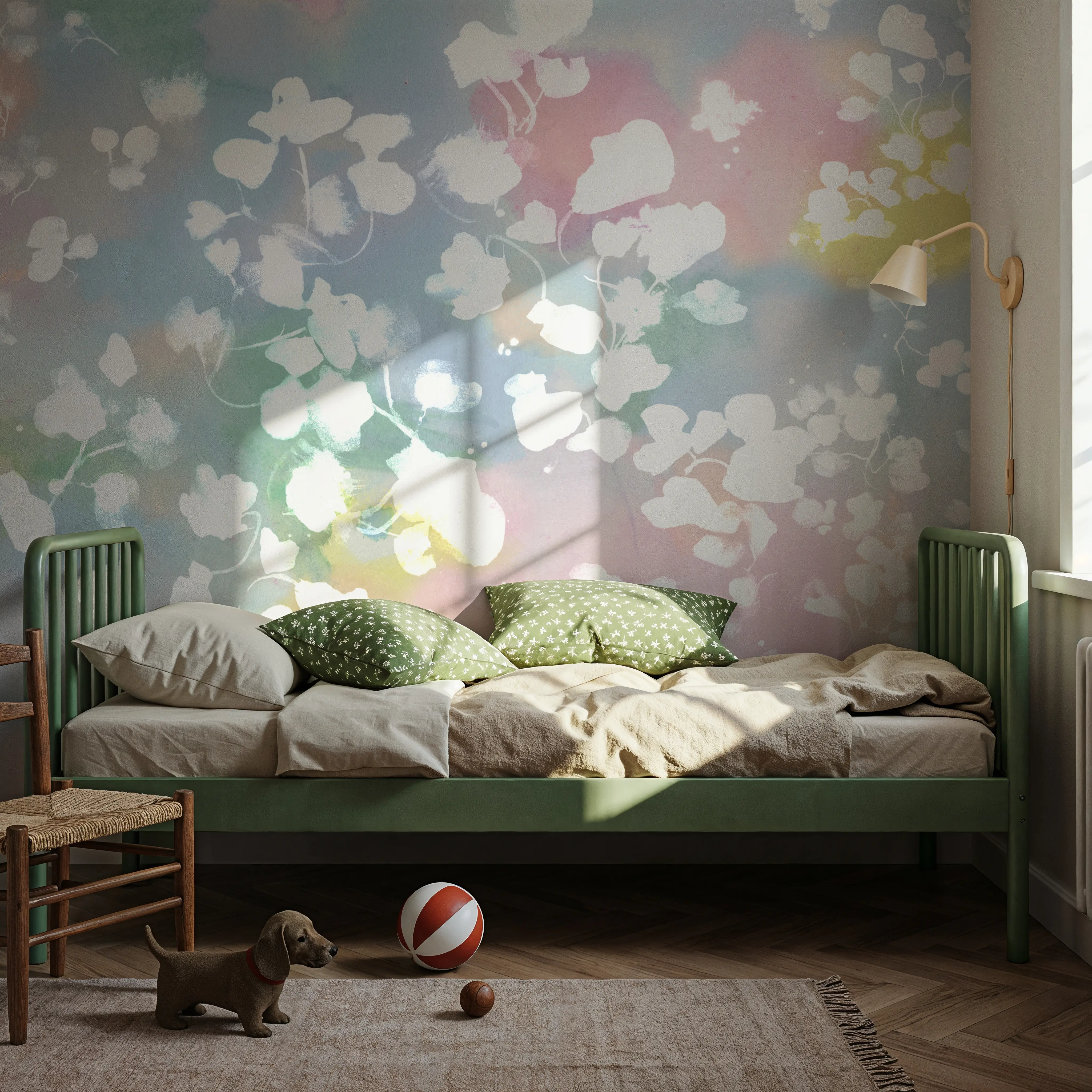 Wall Mural - Enigma Leaves - Abstract Lovisa Burfitt mural wallpaper - Blue - Kids' Room - Wallism UK - Peel & Stick or Paste-the-Wall