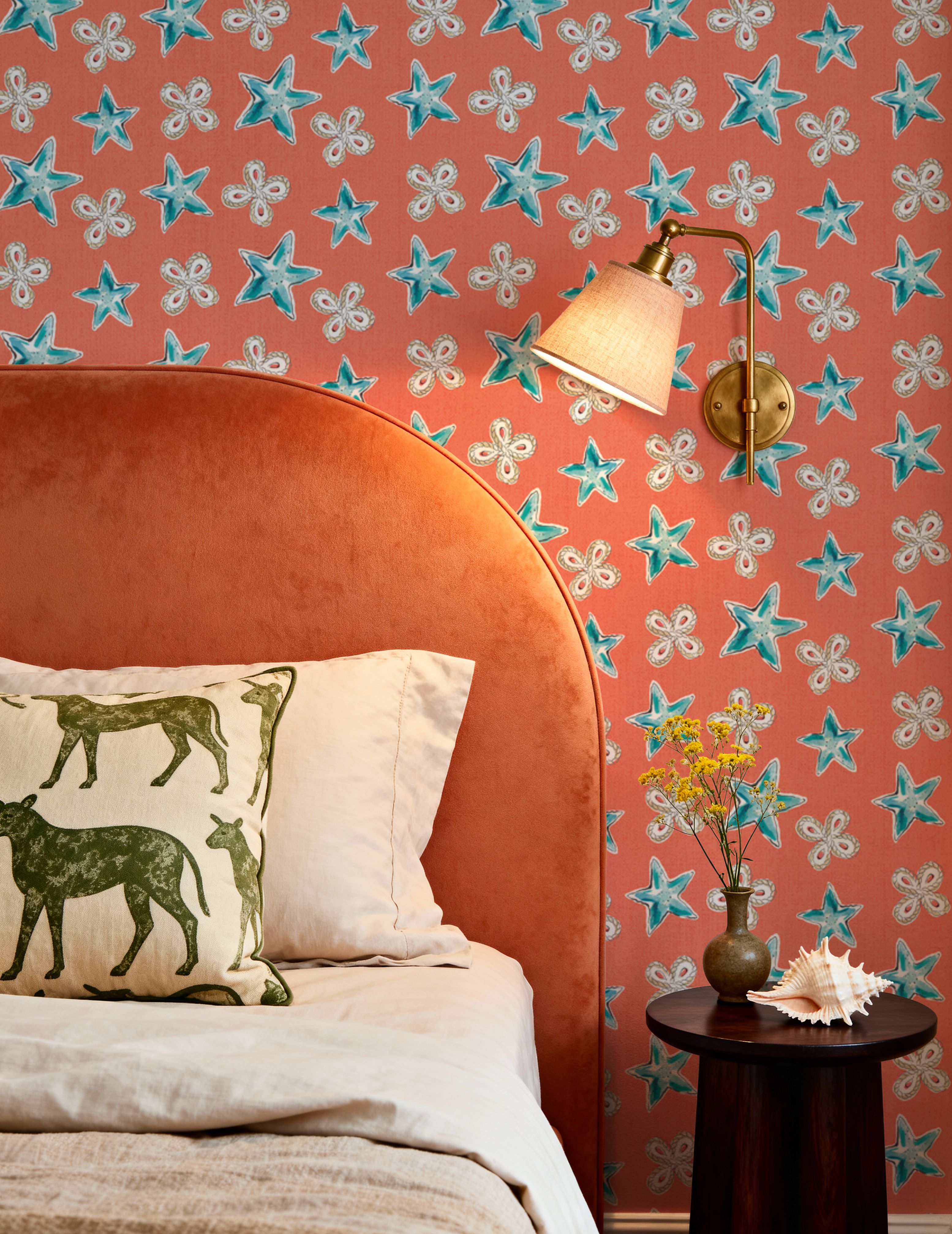 Maritime Stars Blue on Red