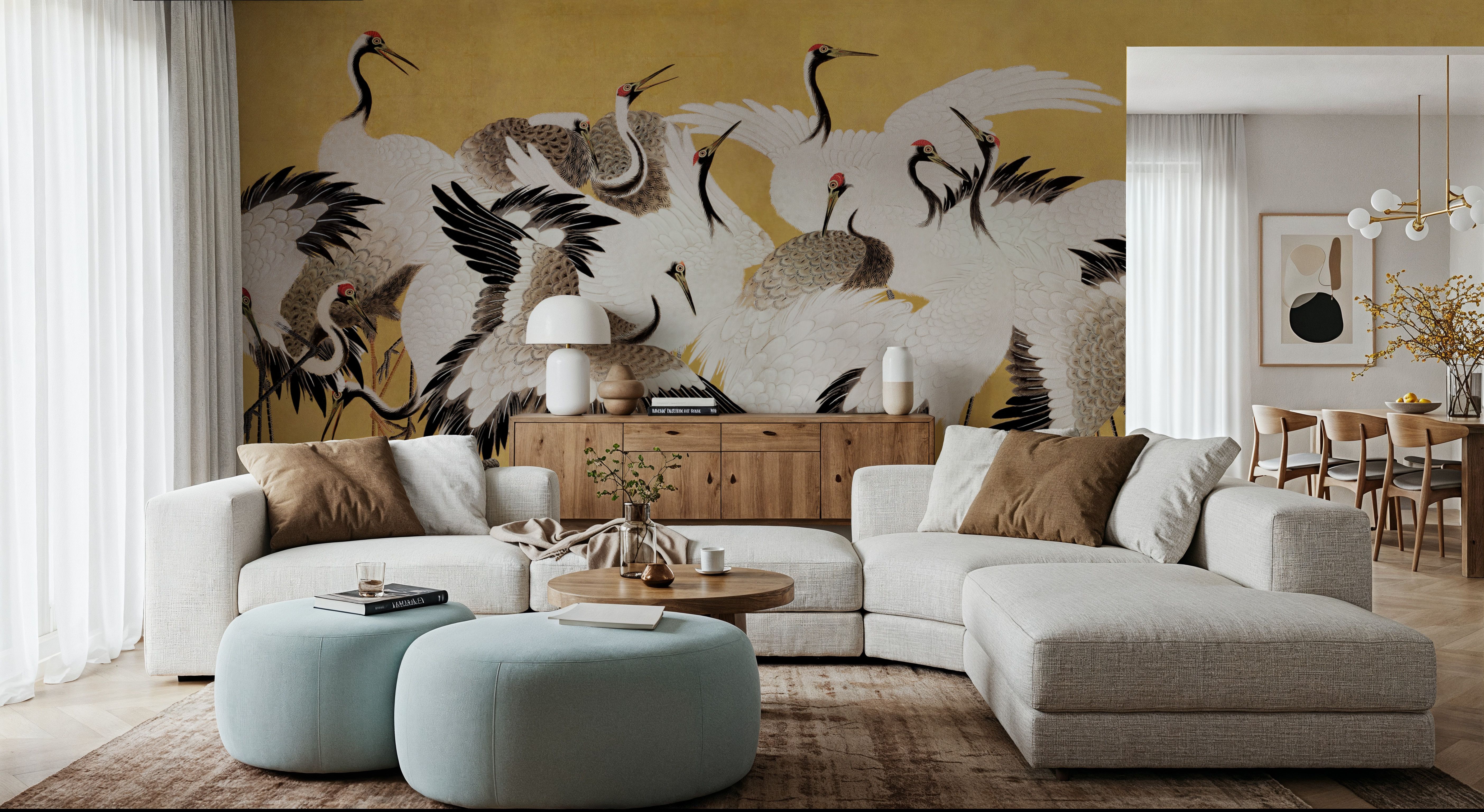 Japanese Flock of Cranes, Sun