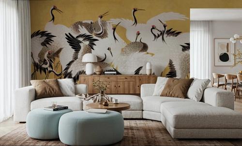 Japanese Flock of Cranes, Sun