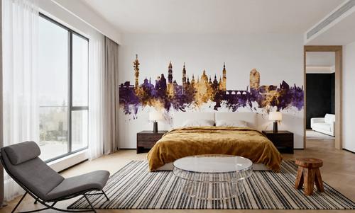 Zaragoza Spain Skyline Purple & Gold