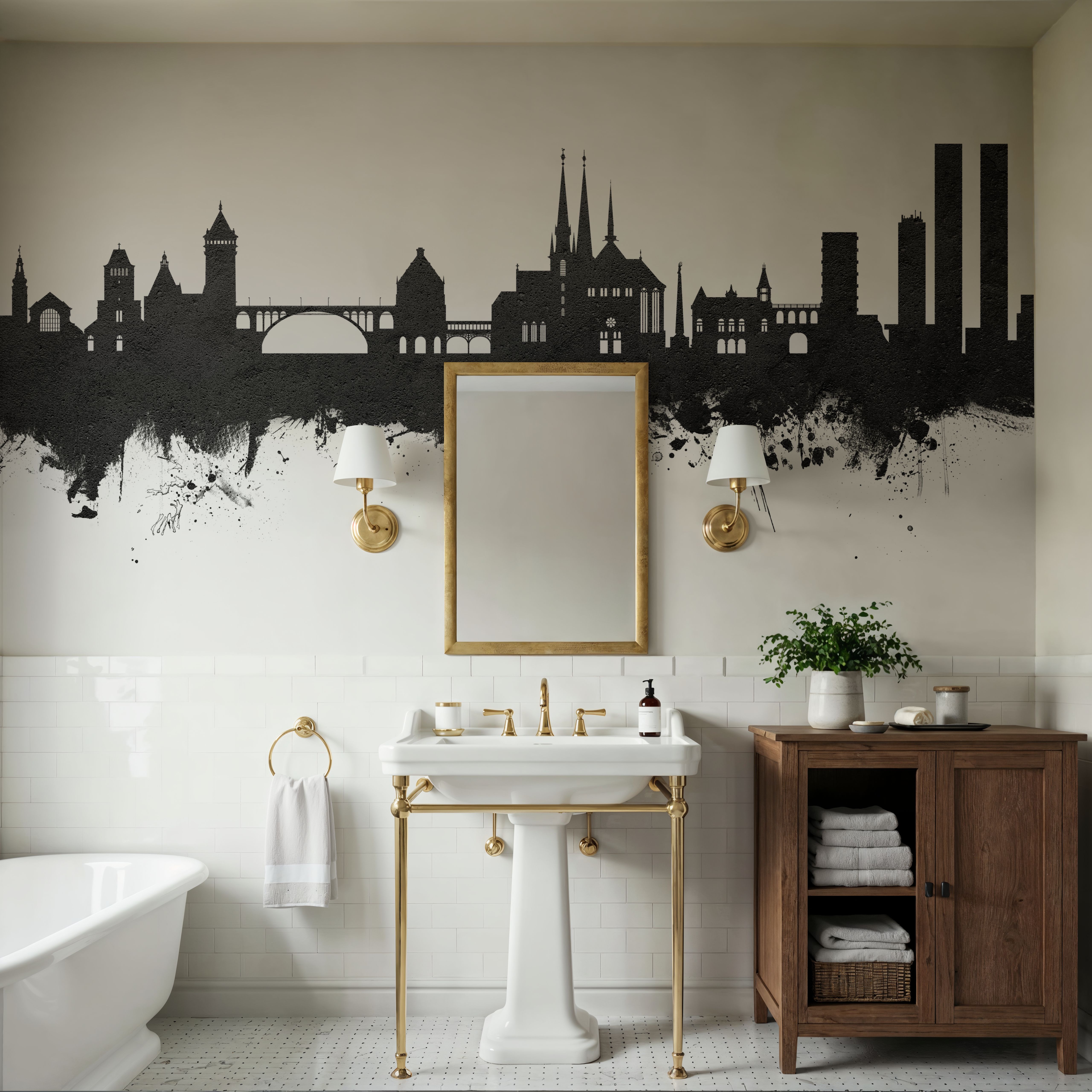 Luxembourg City Skyline Black & White