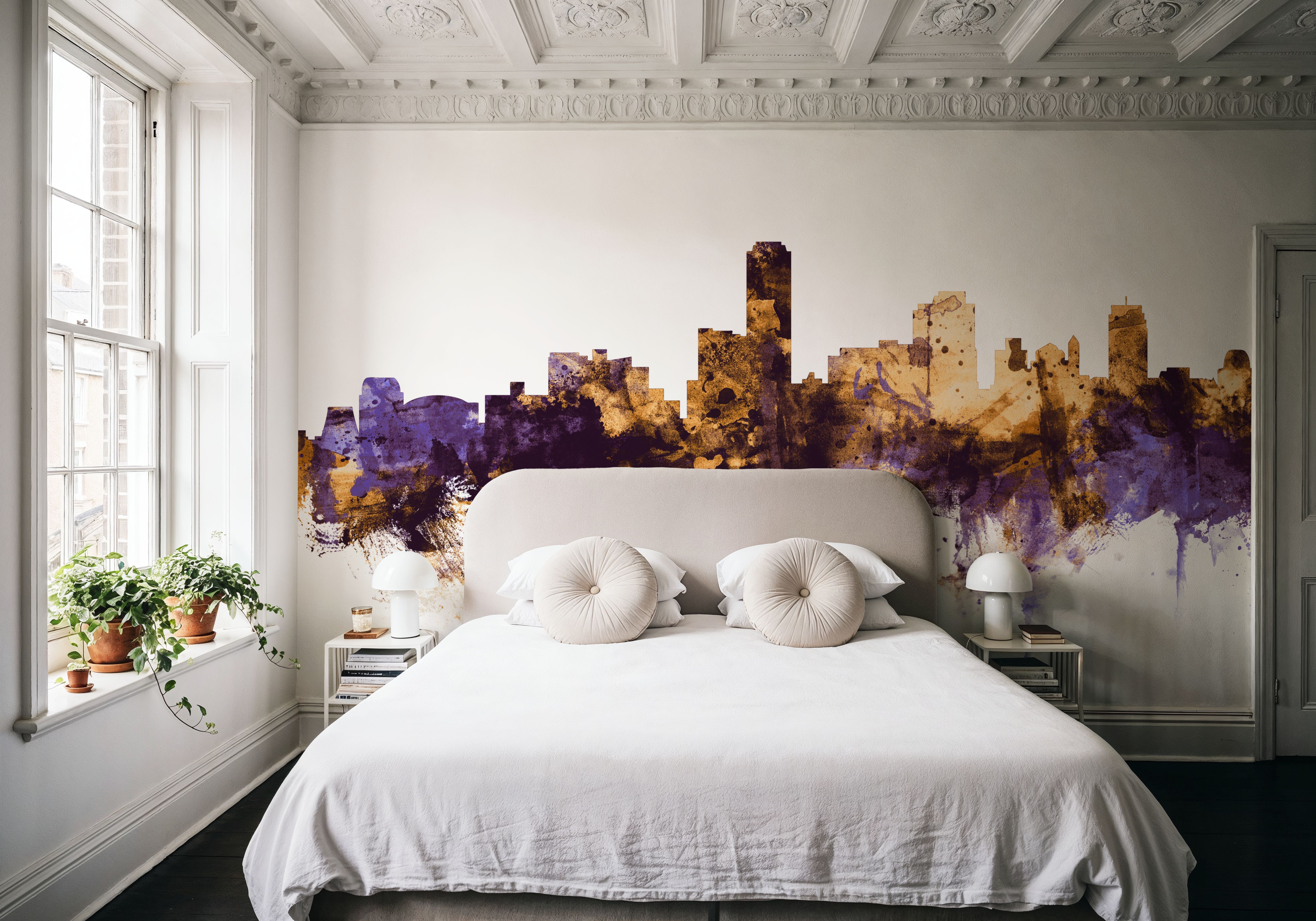 Adelaide Australia Skyline Purple & Gold