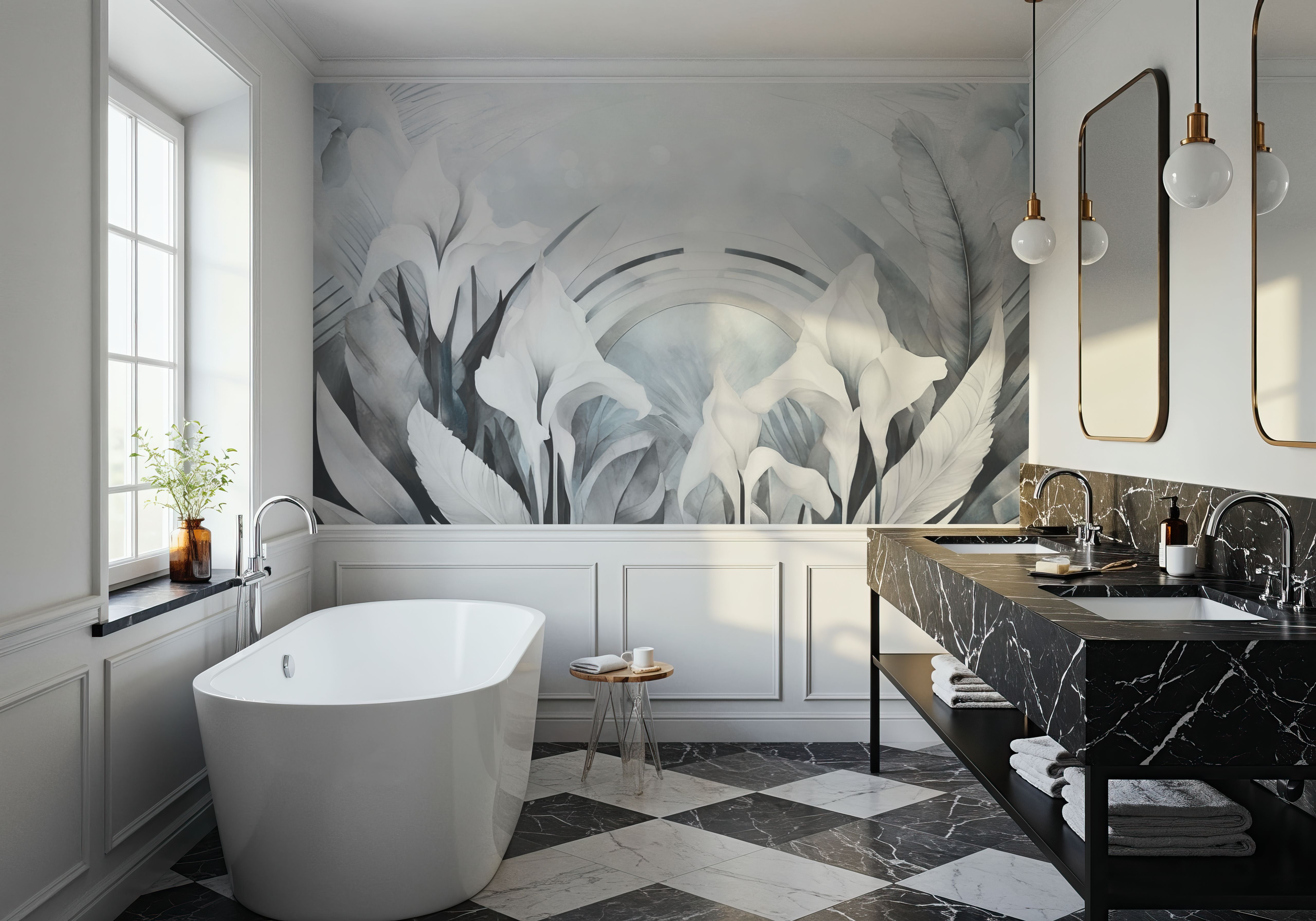 Irises and Feathers Blue