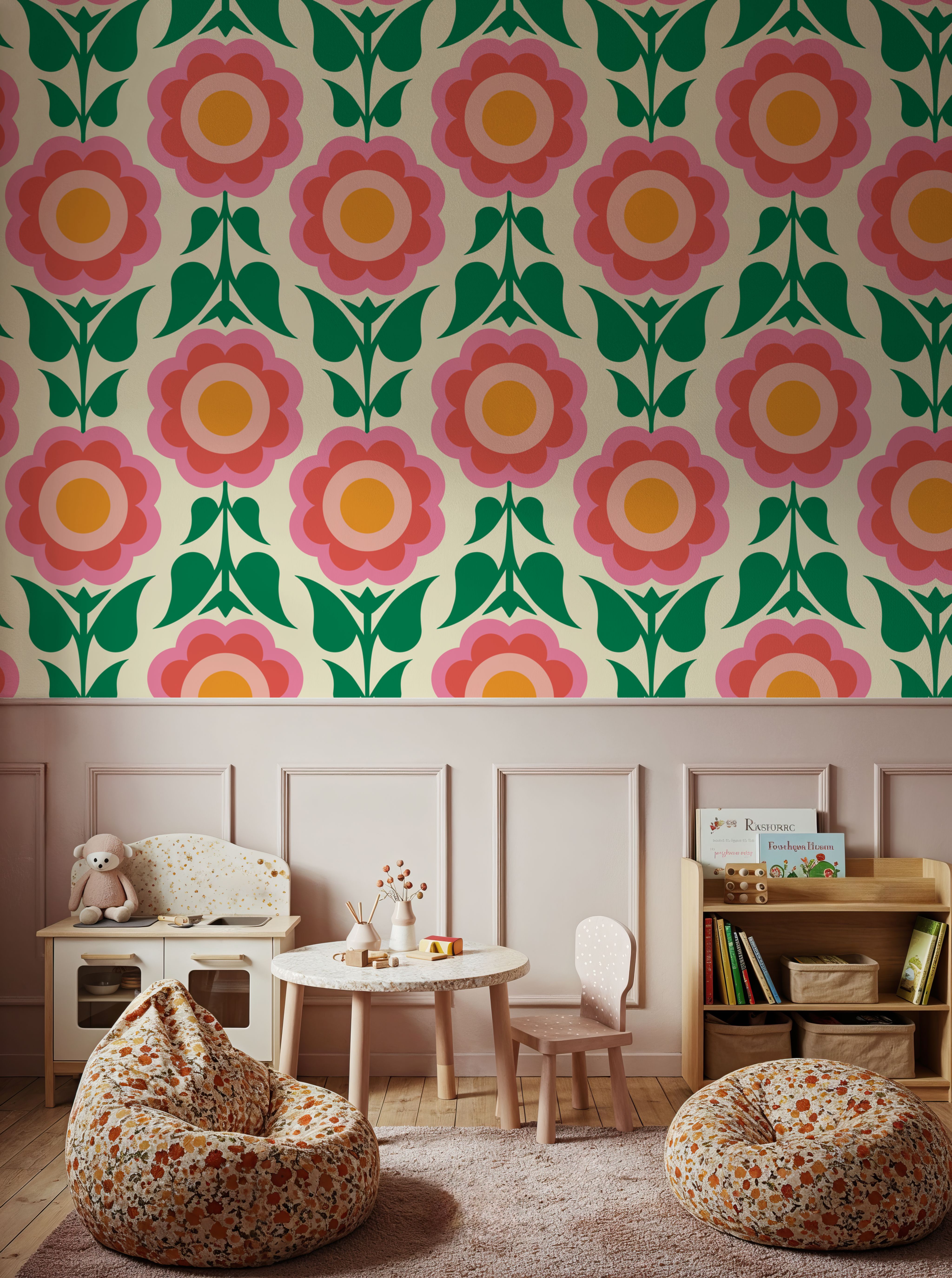 Retro Bold Blooms, Pink