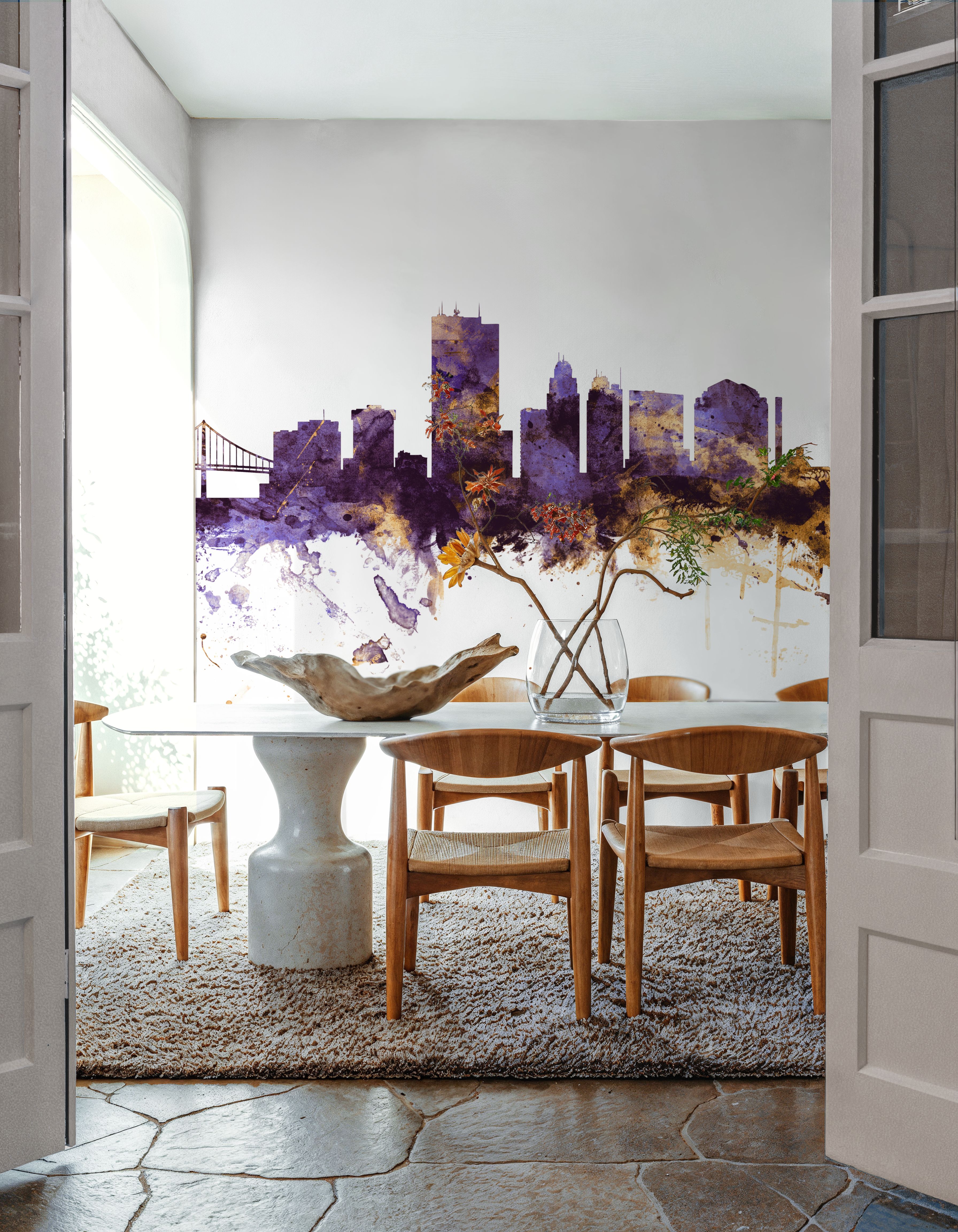 Toledo Ohio Skyline Purple & Gold