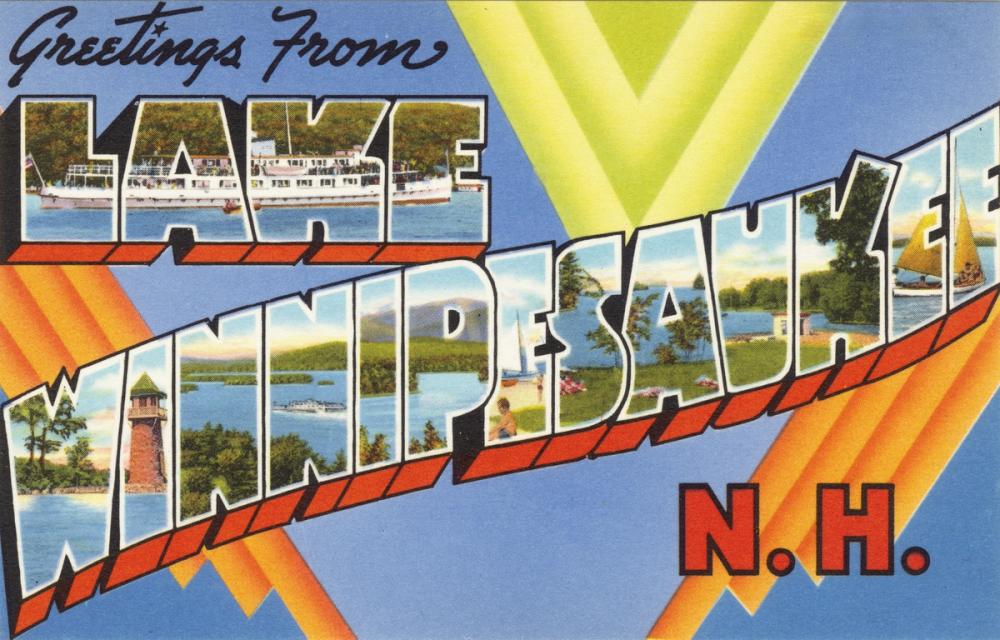 Greetings from Lake Winnipesaukee - Screenprint Postcard