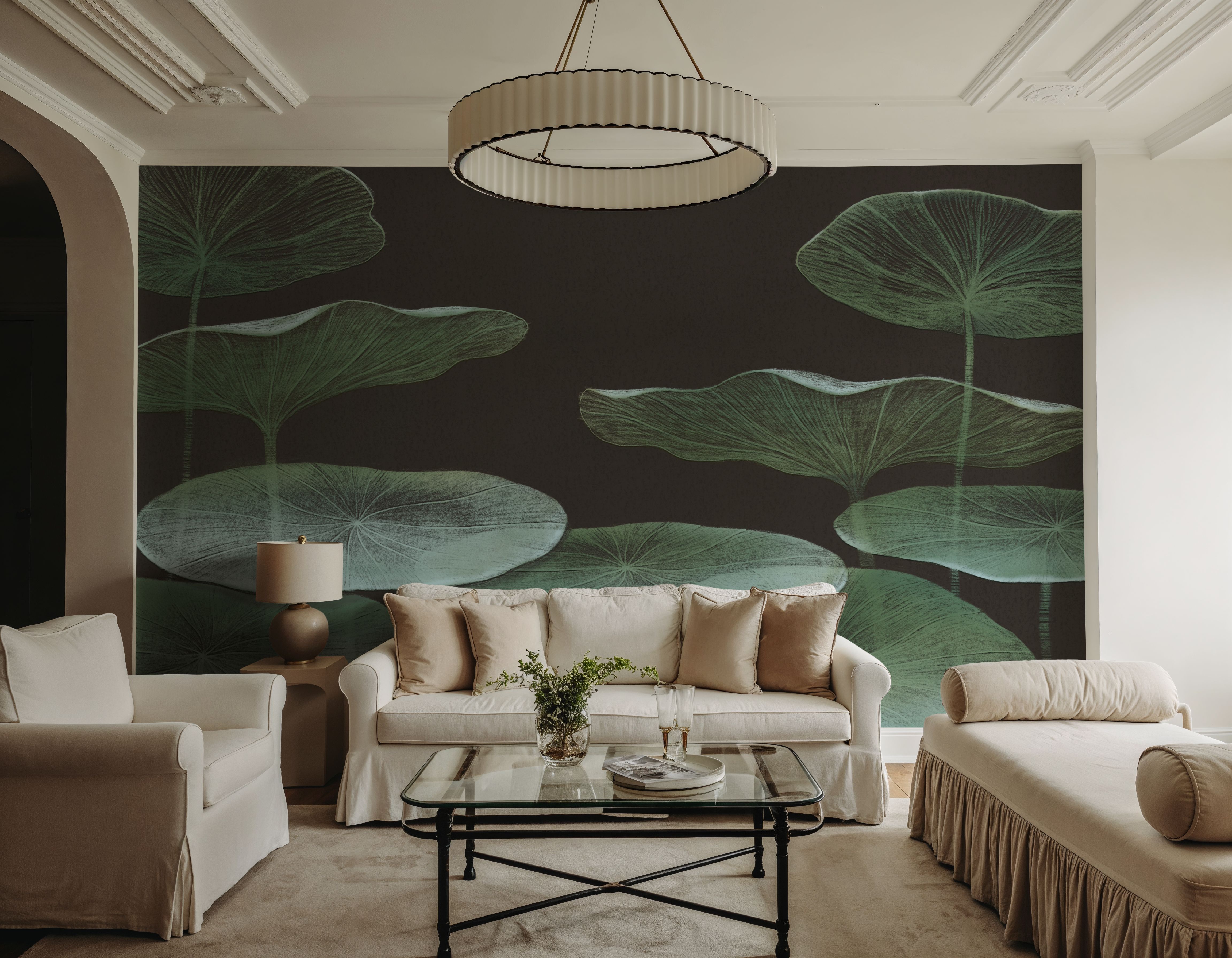 Subtle Water Lily Drawing, Black