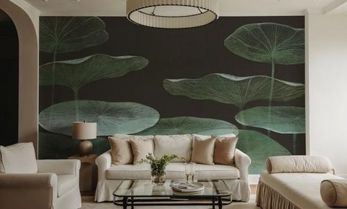 Subtle Water Lily Drawing, Black