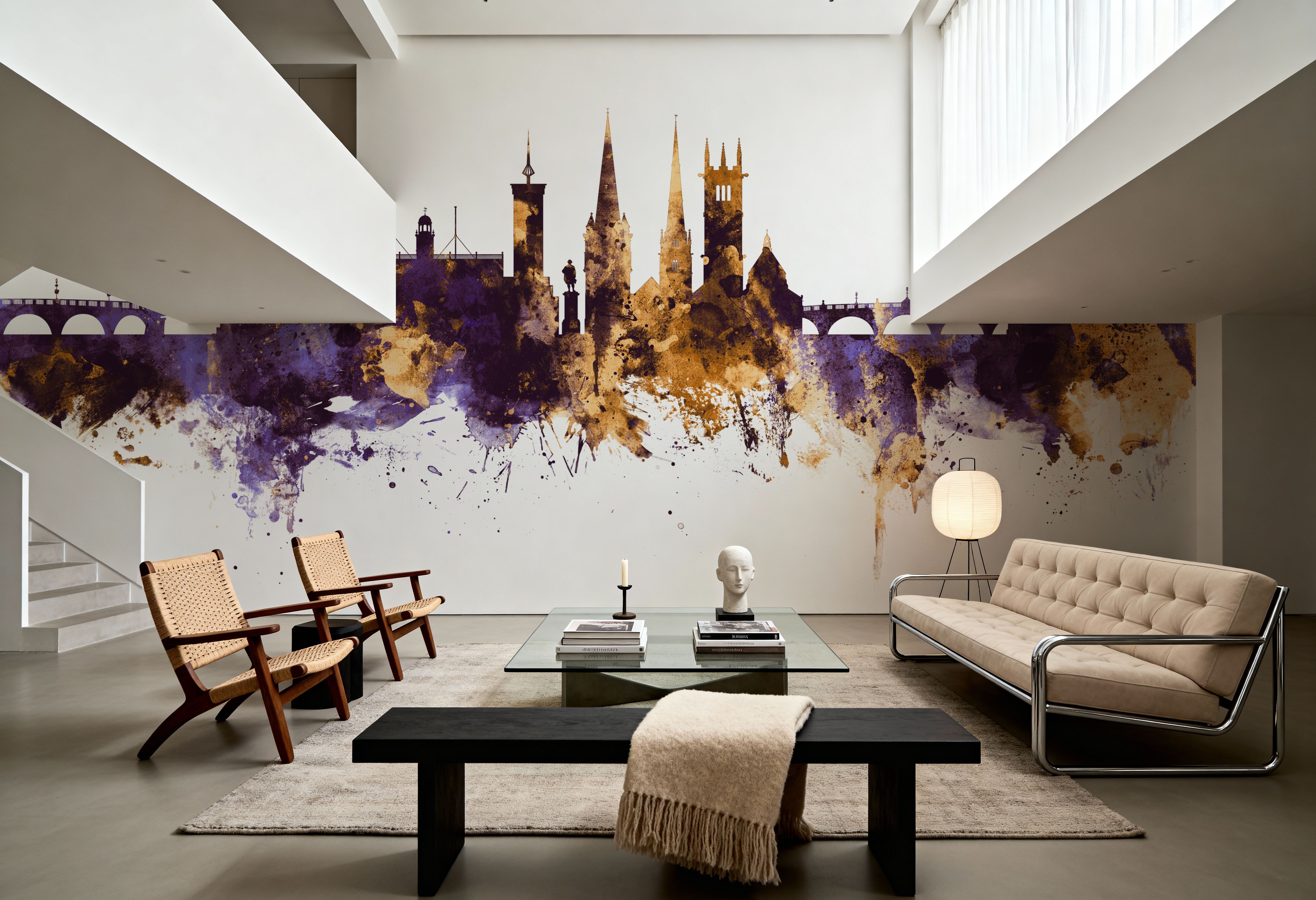 Shrewsbury England Skyline Purple & Gold