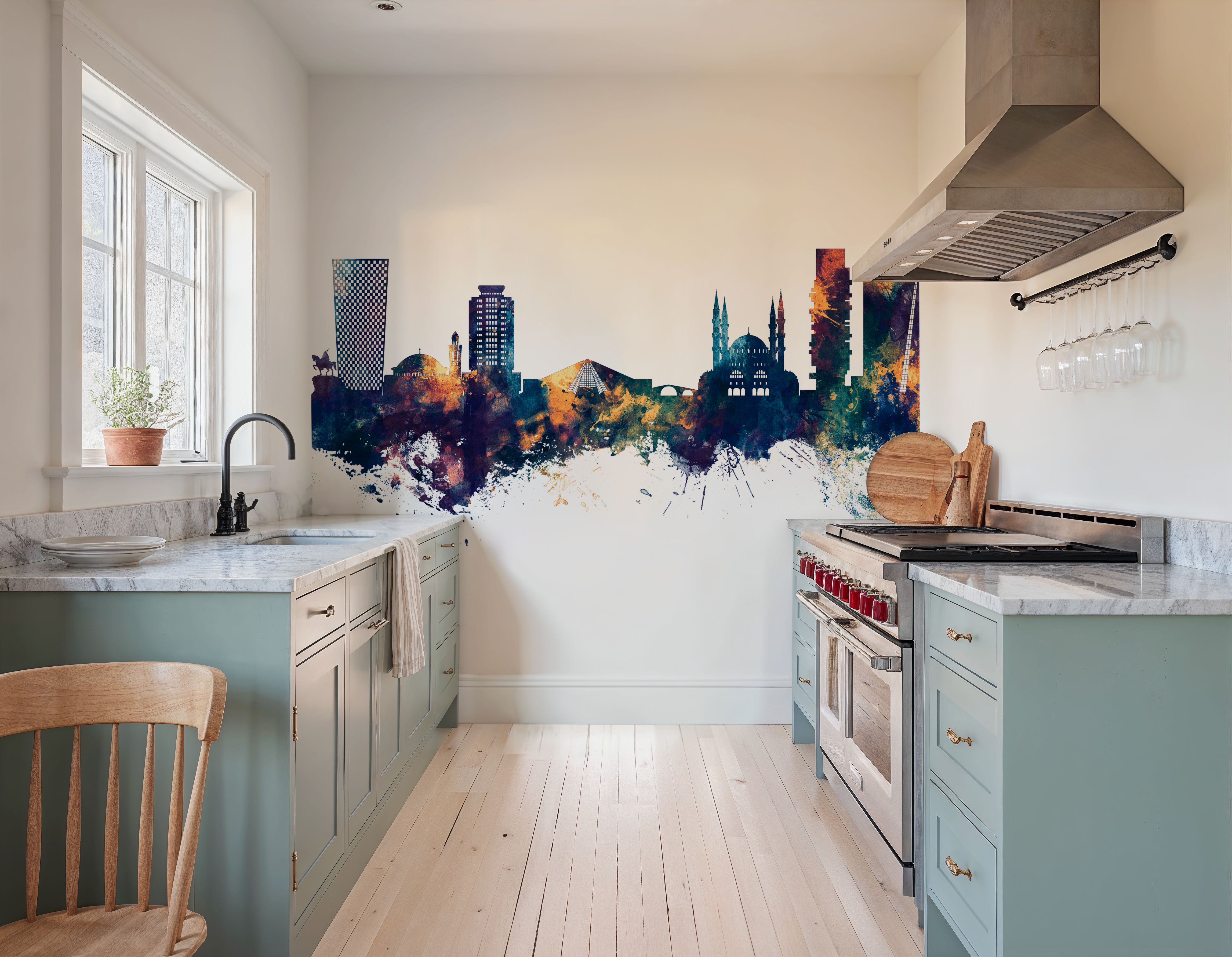 Tirana Skyline Blue & Bronze