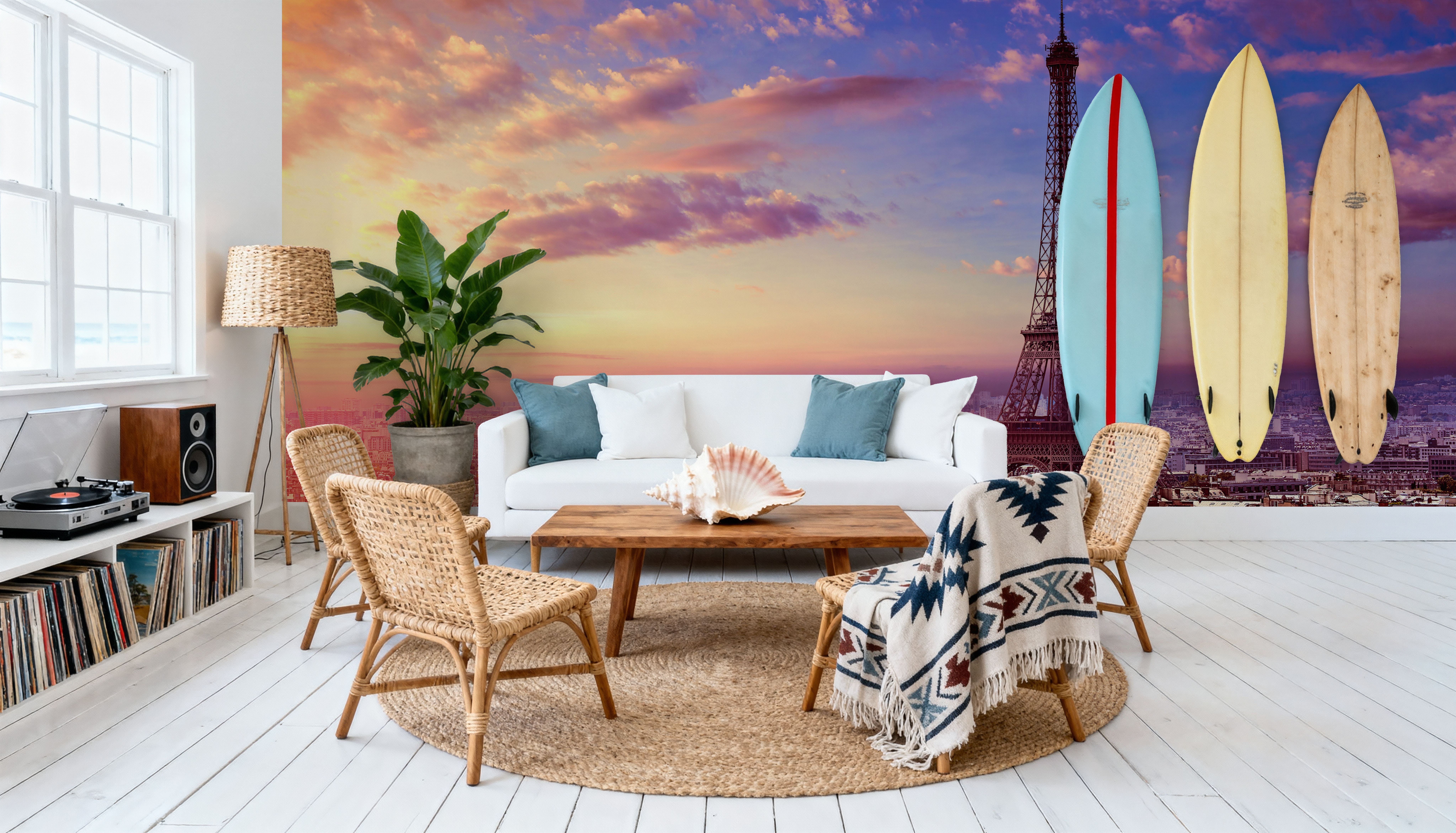 Eiffel Tower Pink Sky