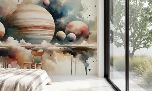 Surreal Planetary Landscape in Watercolor