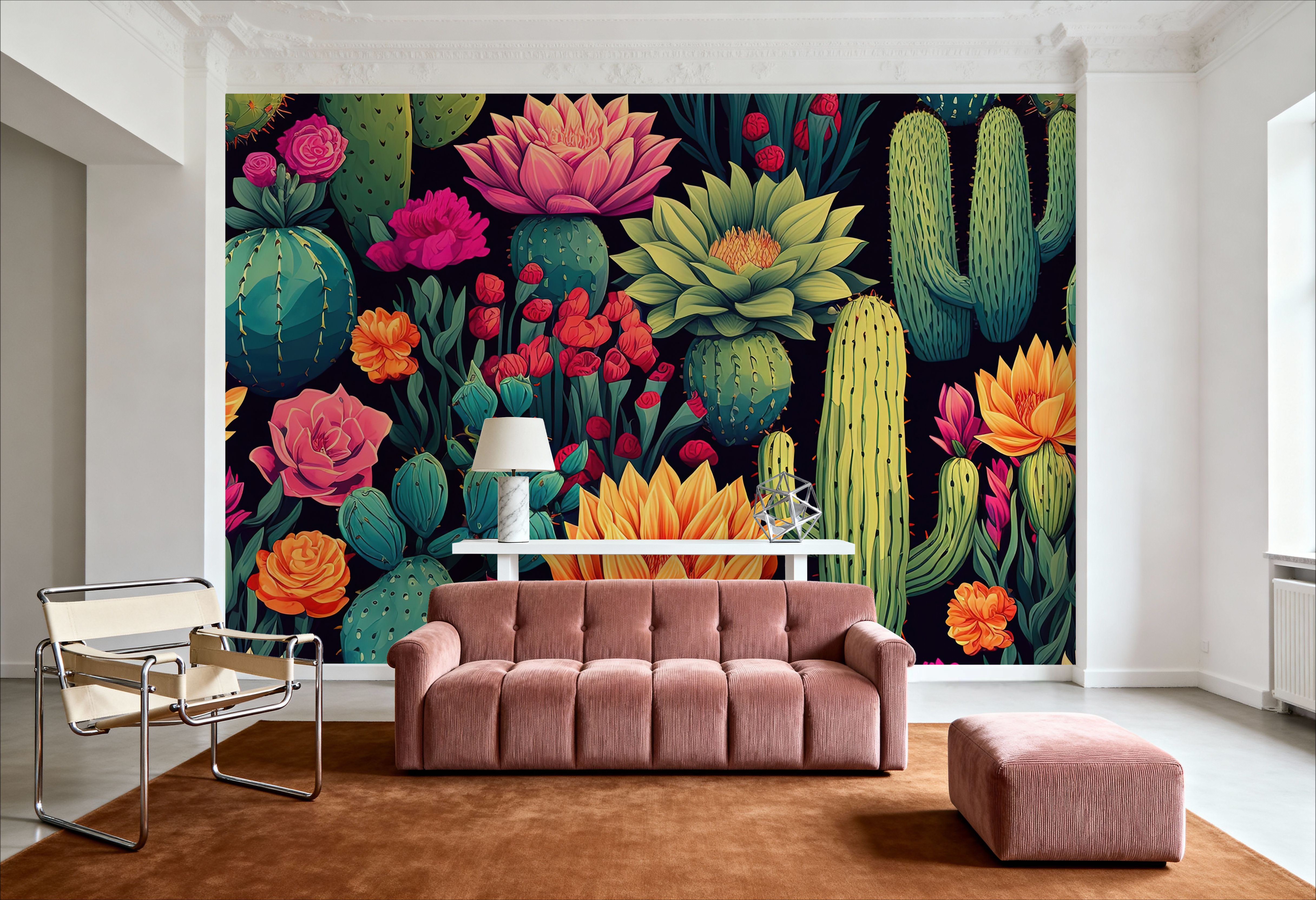 Cacti Carnival Black, Wallpaper