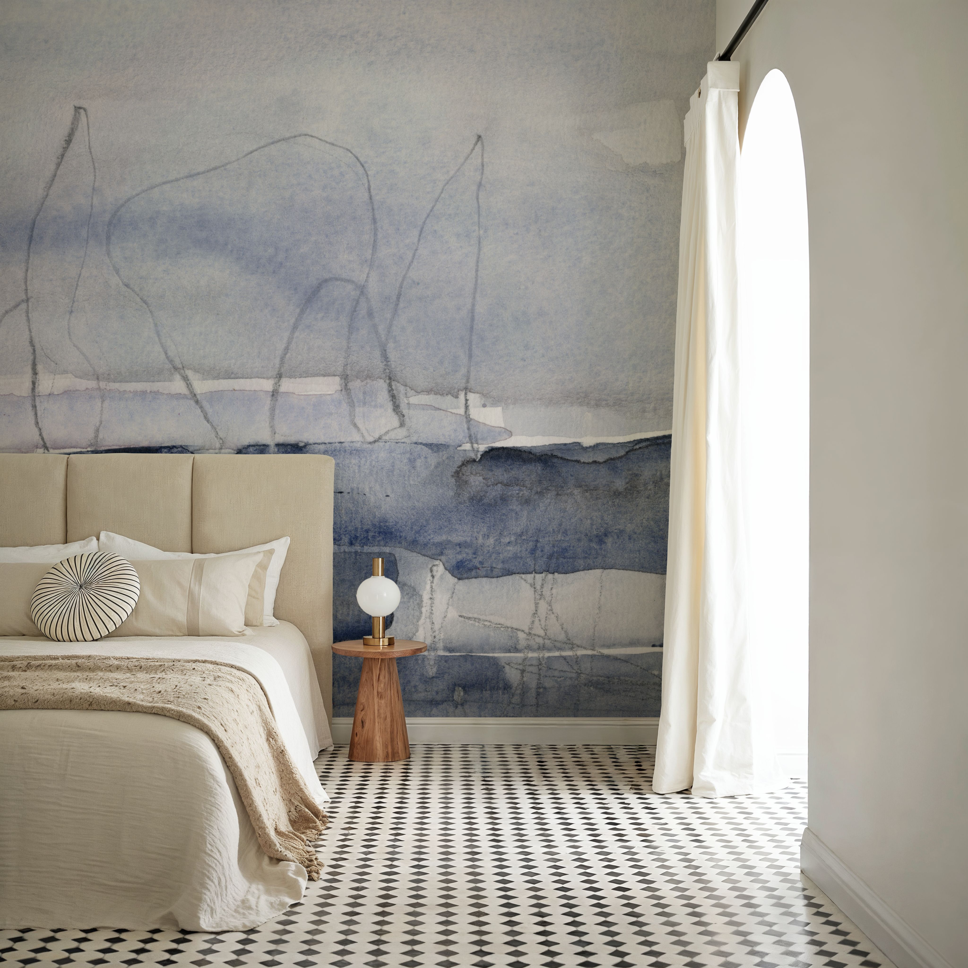 Wall Mural - Grey Skies I - Abstract Landscapes mural wallpaper - Blue - Offices - Wallism UK - Premium, Textured or Peel & Stick