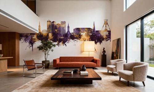Bochum Germany Skyline Purple & Gold